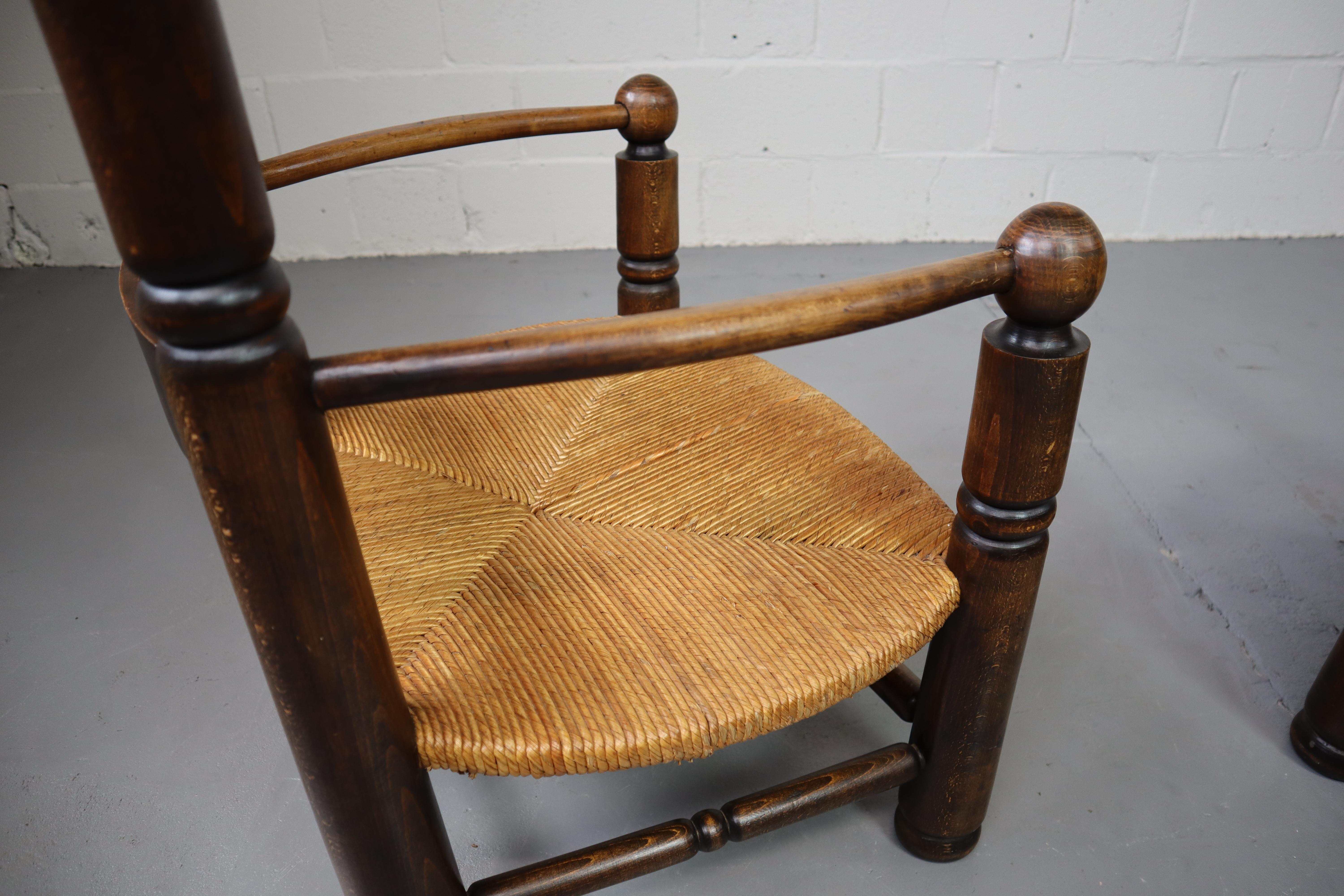 Pair of oak armchairs by Charles Dudouyt, 1940's For Sale 5