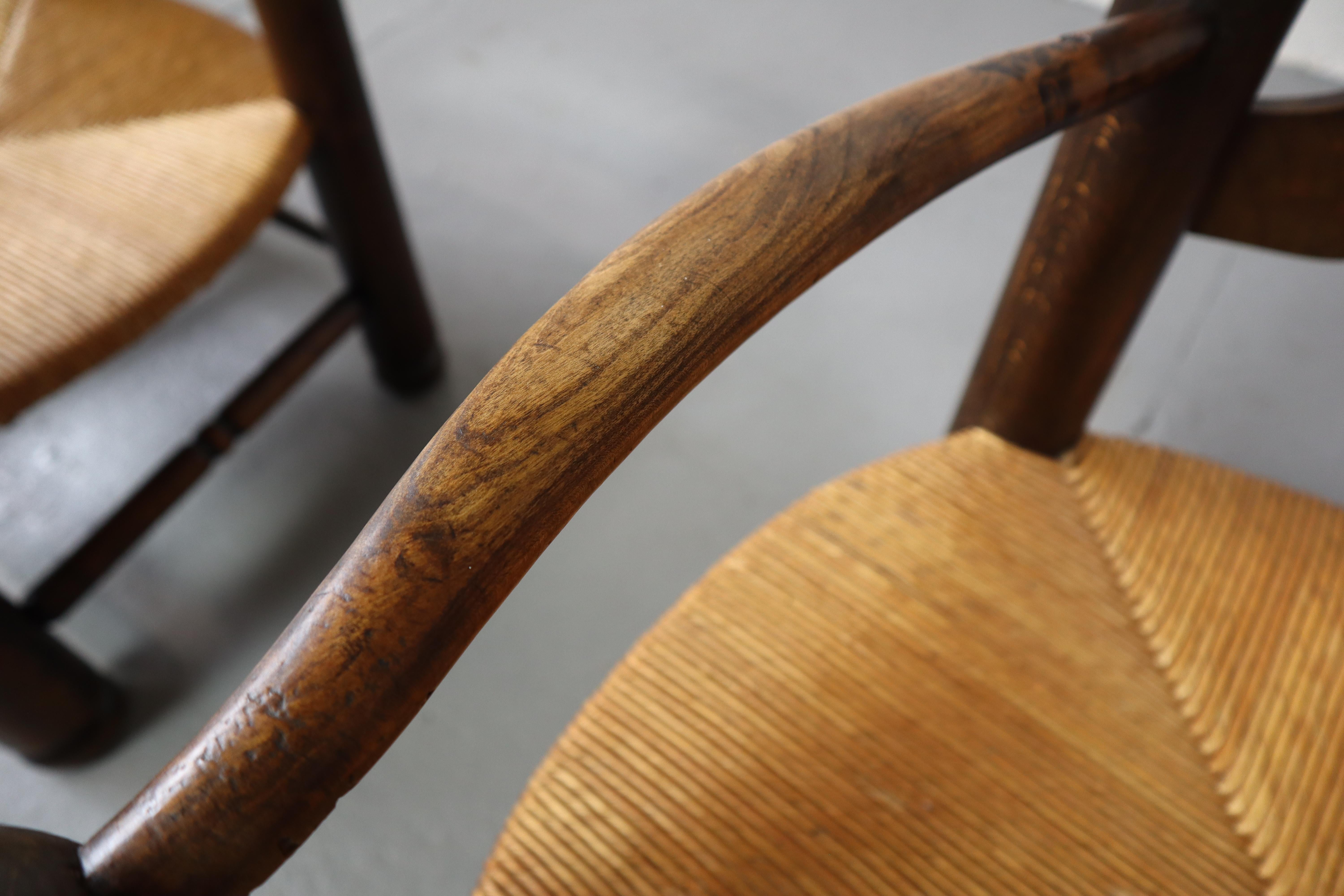 Pair of oak armchairs by Charles Dudouyt, 1940's For Sale 10