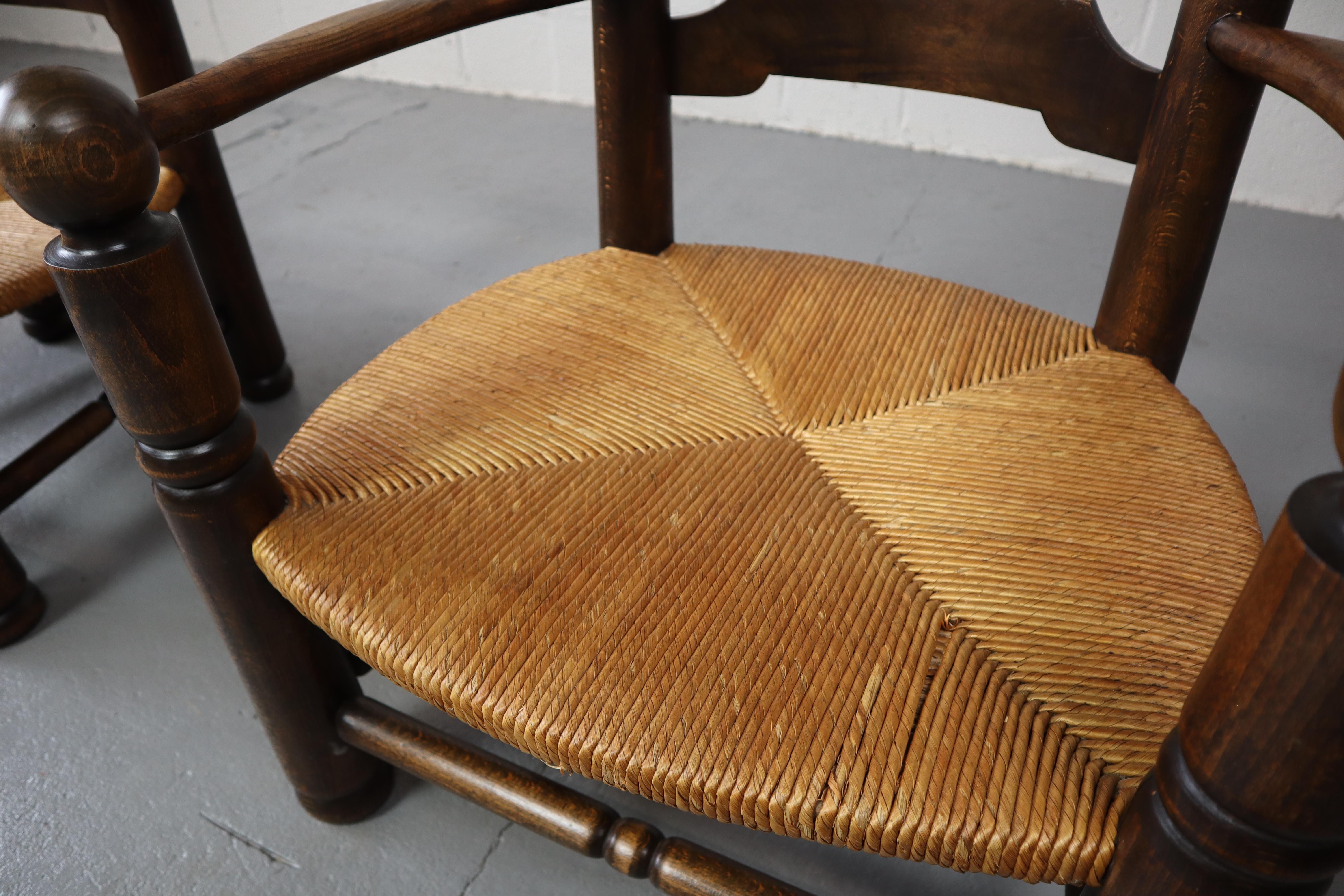 Pair of oak armchairs by Charles Dudouyt, 1940's For Sale 12