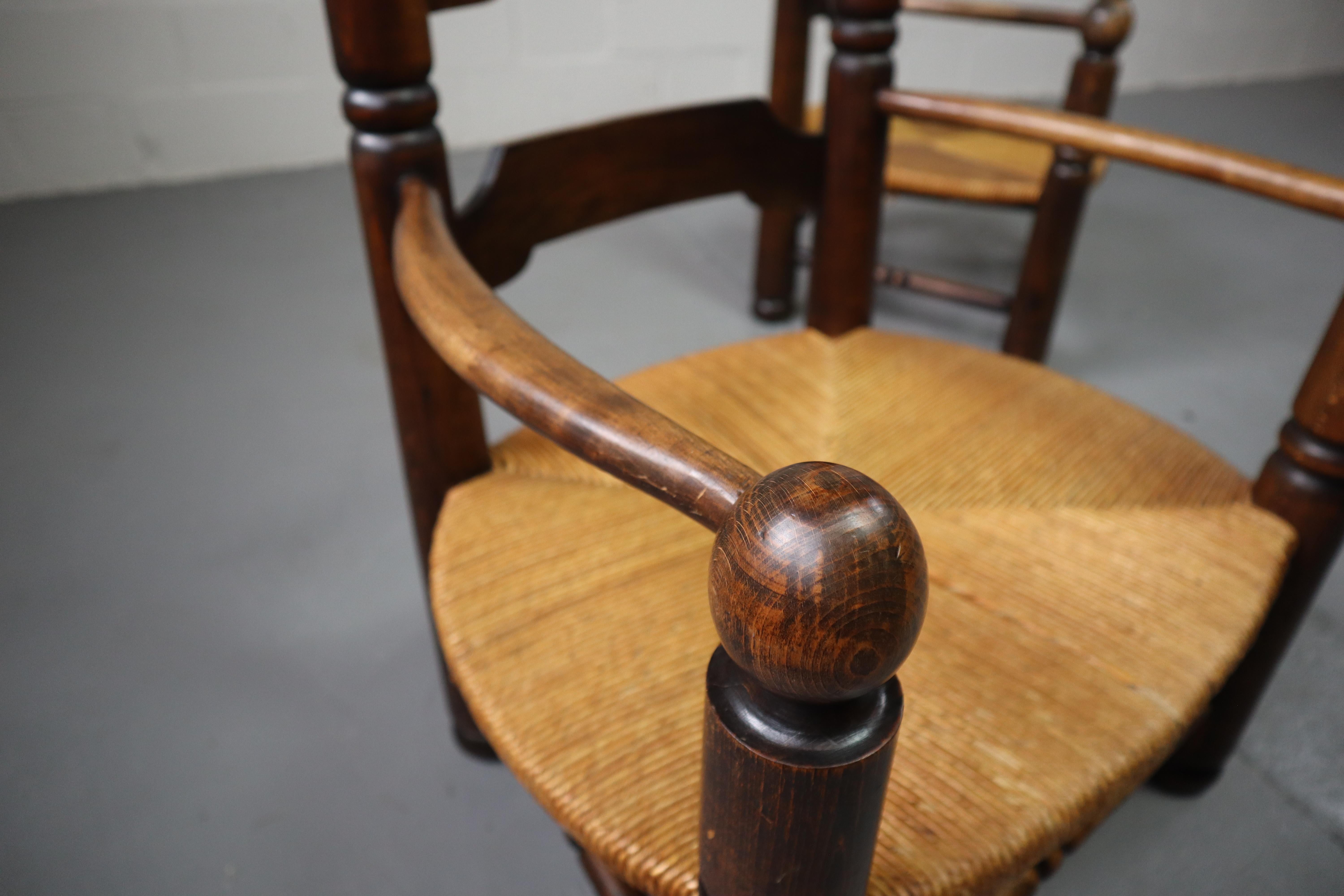 Pair of oak armchairs by Charles Dudouyt, 1940's For Sale 1