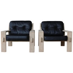 Vintage Pair of Oak Armchairs by Esko Pajamies for Asko, Finland, 1970s