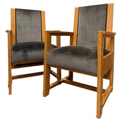 Antique Pair of oak armchairs by Frits Spanjaard circa 1920