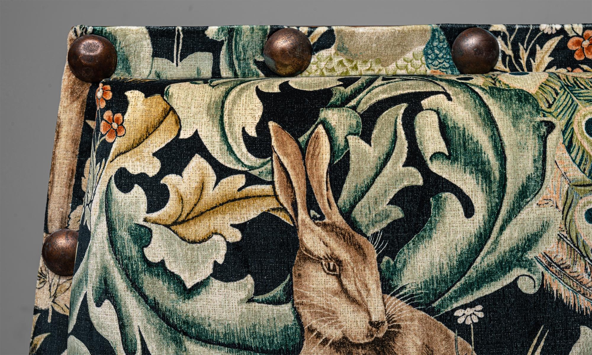 Pair of Oak Armchairs by Leonard Wyburd in Cotton Velvet from William Morris 2