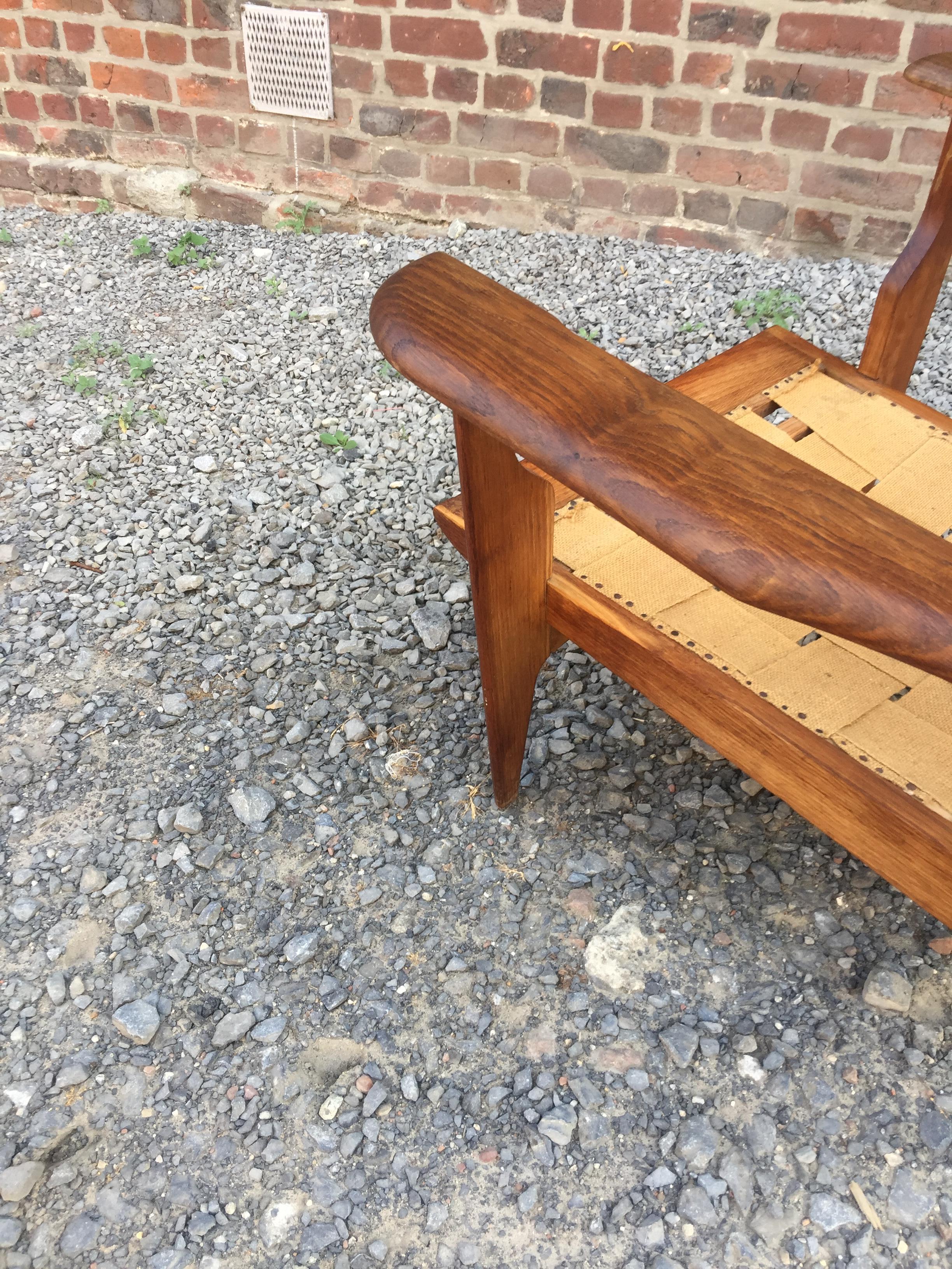 Pair of Oak Armchairs, circa 1950 For Sale 5