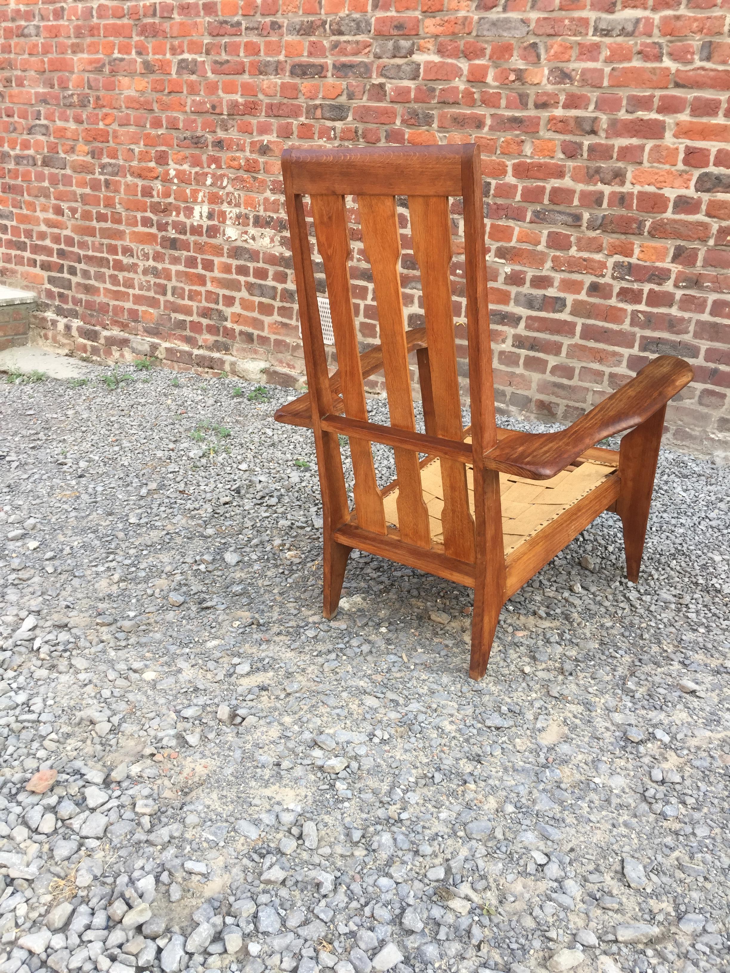 Pair of Oak Armchairs, circa 1950 In Good Condition For Sale In Saint-Ouen, FR