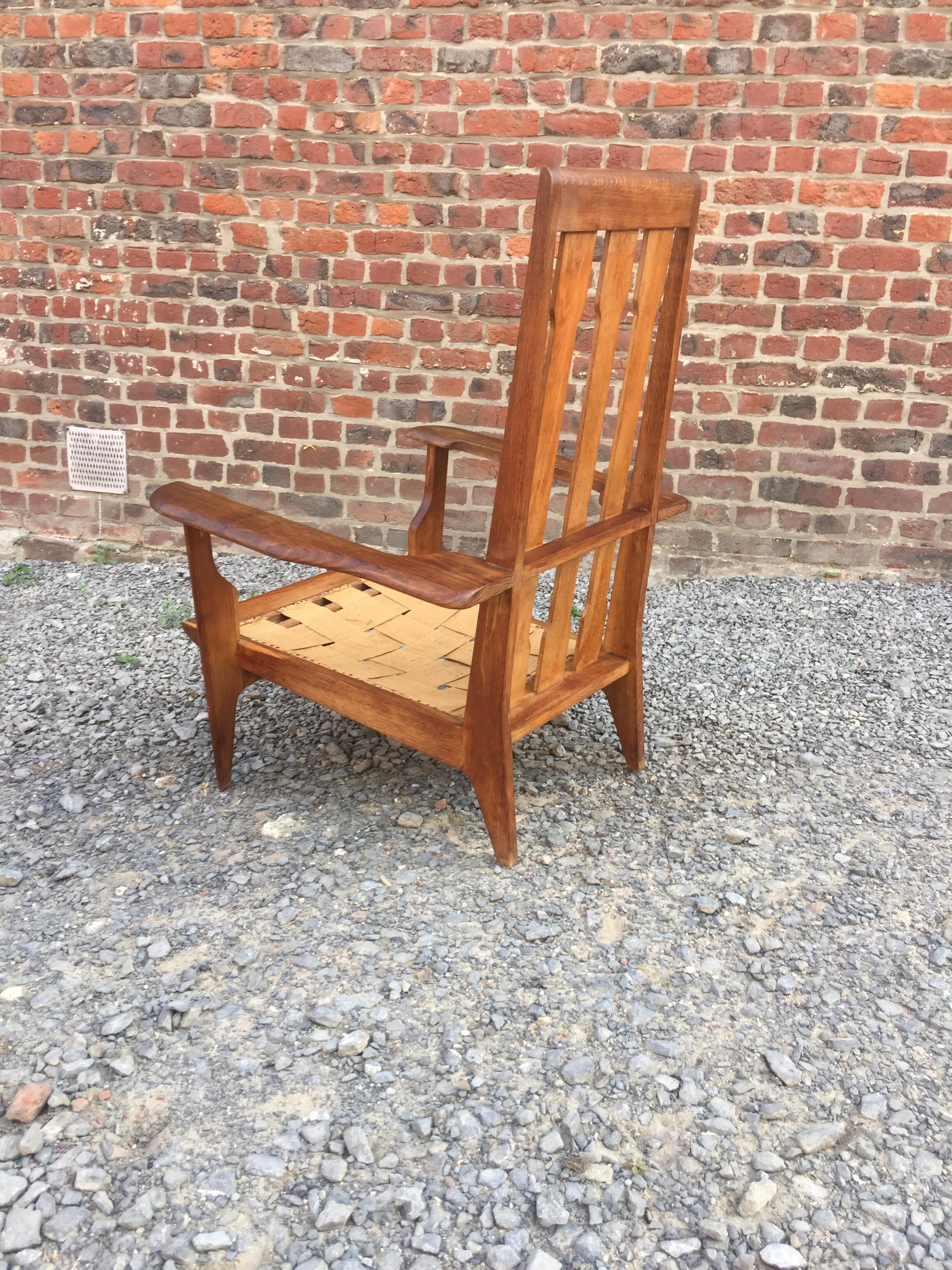 Pair of Oak Armchairs, circa 1950 For Sale 1