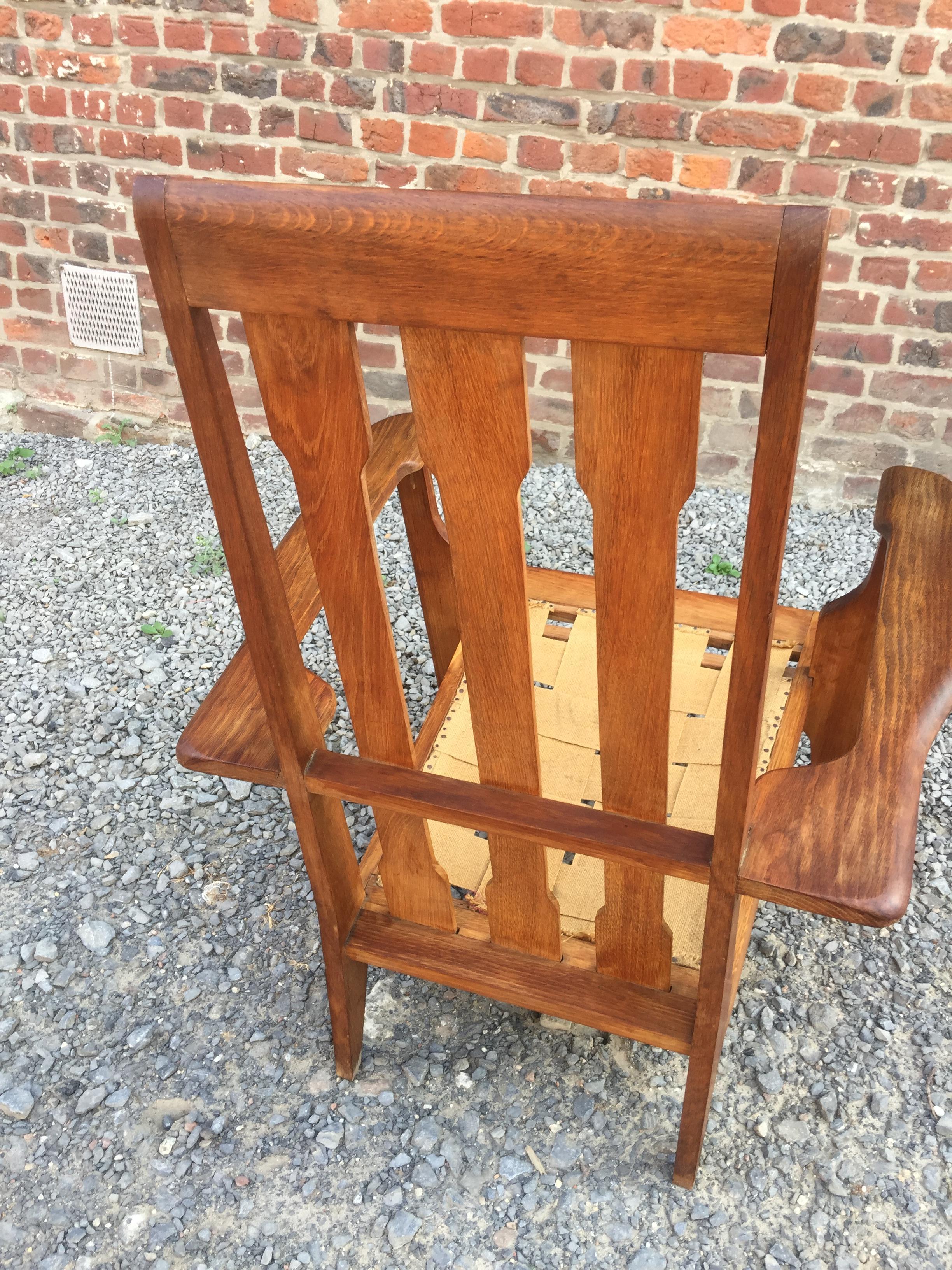 Pair of Oak Armchairs, circa 1950 For Sale 2