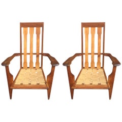 Vintage Pair of Oak Armchairs, circa 1950