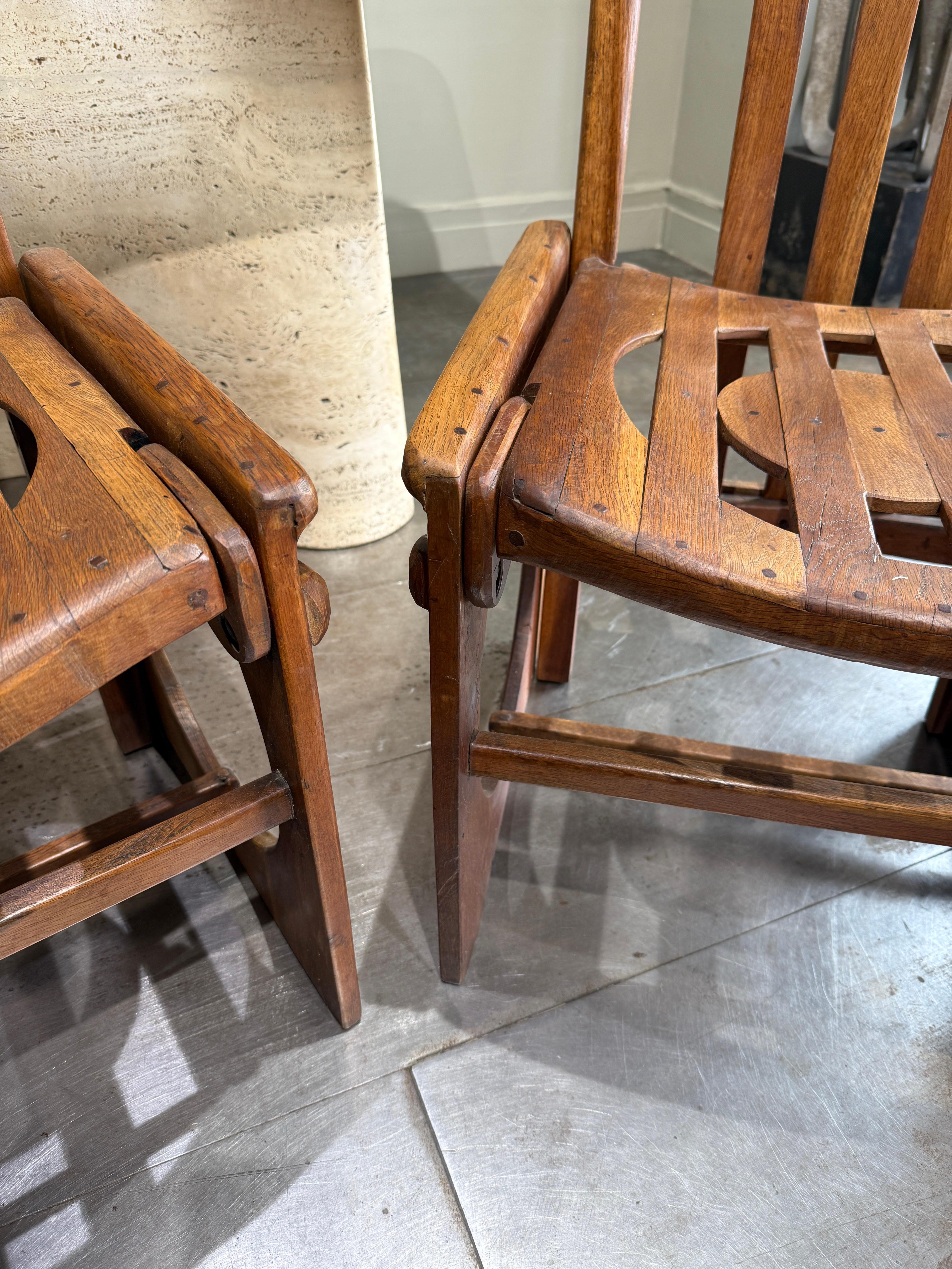 Mid-Century Modern Pair of oak armchairs Italy 1950 For Sale