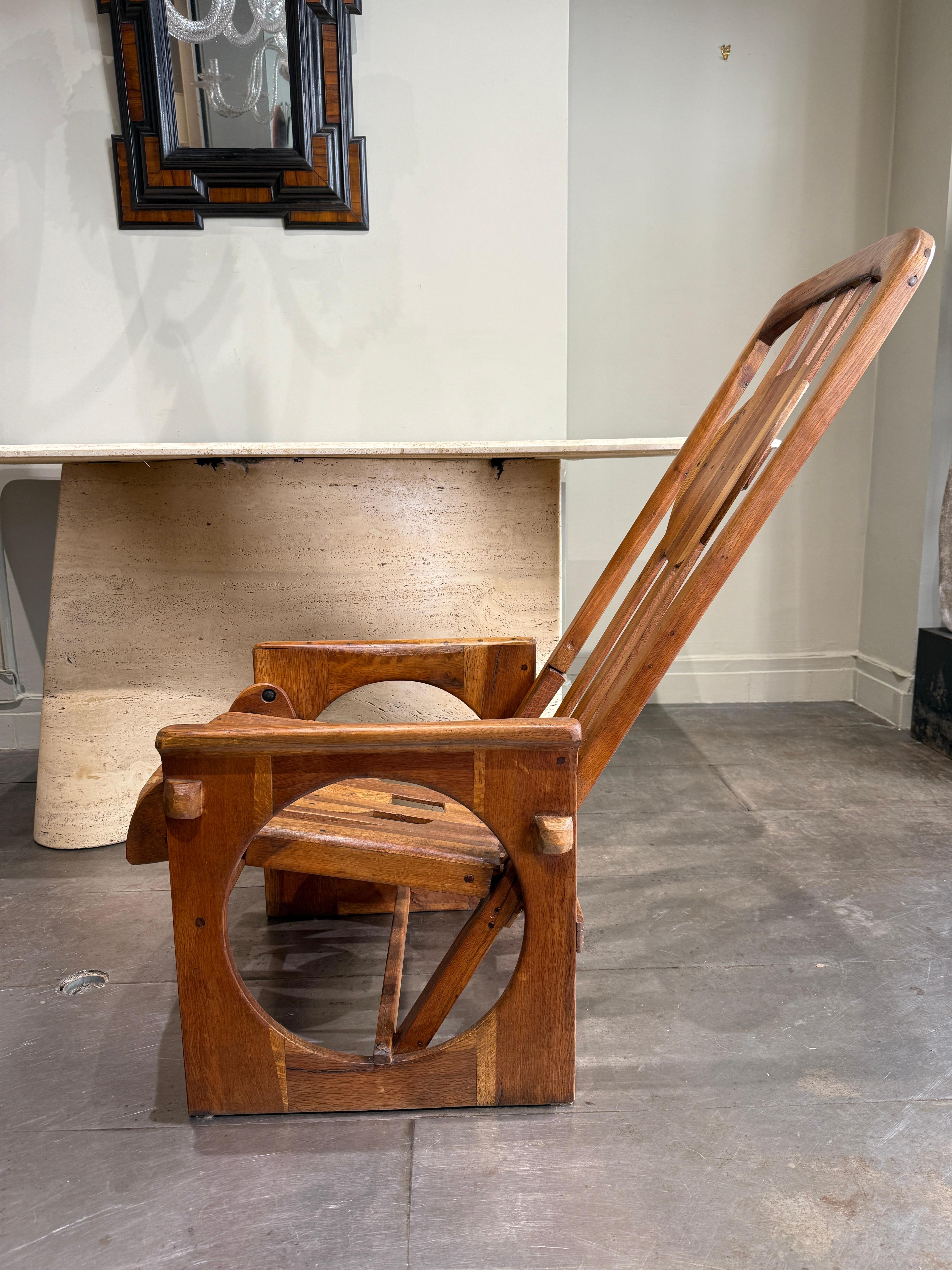 Italian Pair of oak armchairs Italy 1950 For Sale