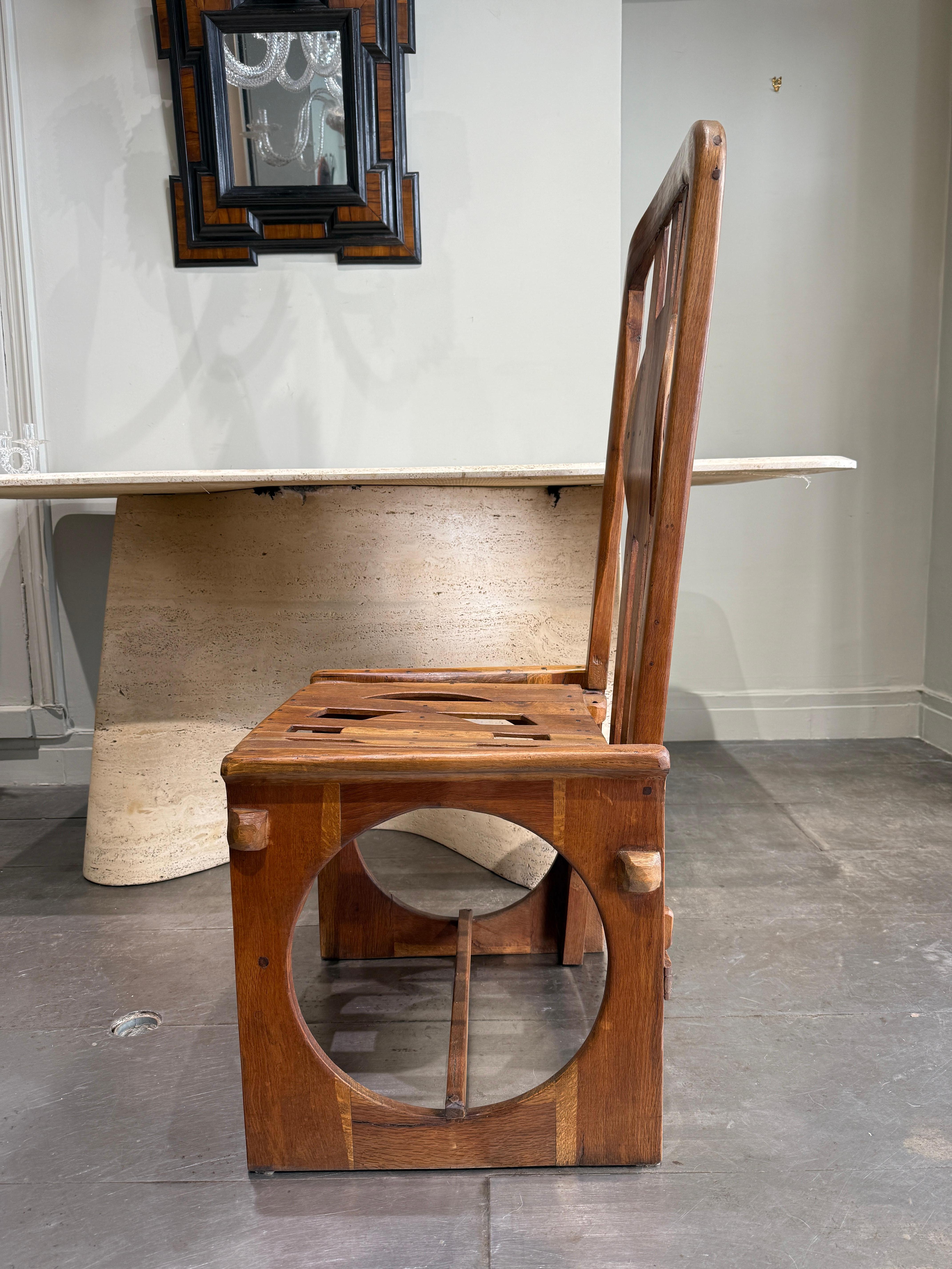Pair of oak armchairs Italy 1950 In Good Condition For Sale In PARIS, FR