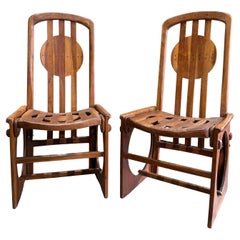 Pair of oak armchairs Italy 1950