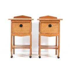 Pair of Oak Art Deco  Amsterdamse School Nightstands by Jac. van den Bosch