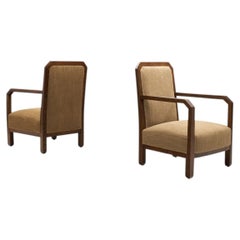 Pair of Oak Art Deco Armchairs, Europe First half of the 20th Century