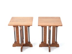 Pair of Oak Art Deco Haagse School Side Tables by P.E.L. Izeren, 1920s
