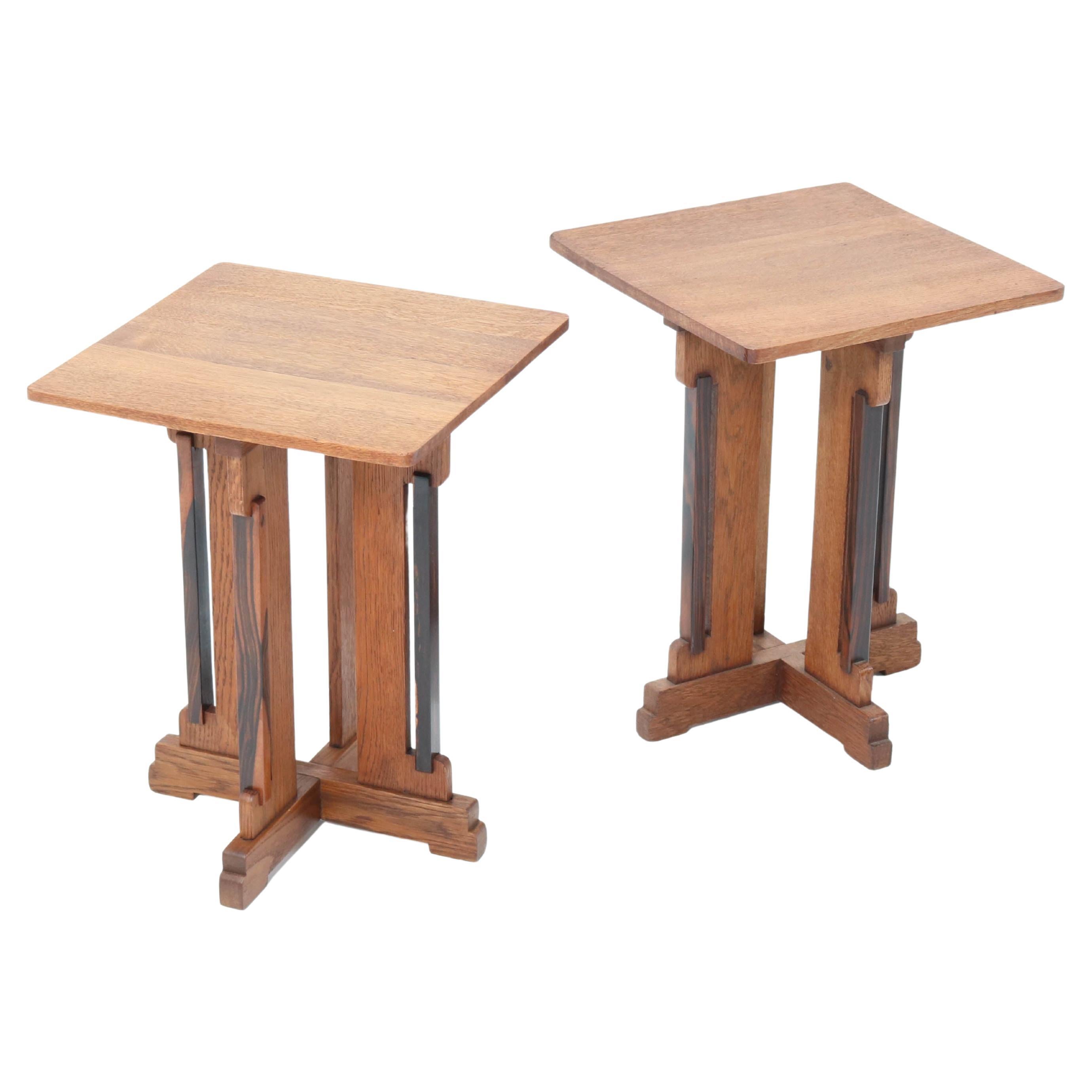 Two Oak Art Deco Amsterdamse School Side Tables, 1920s at 1stDibs