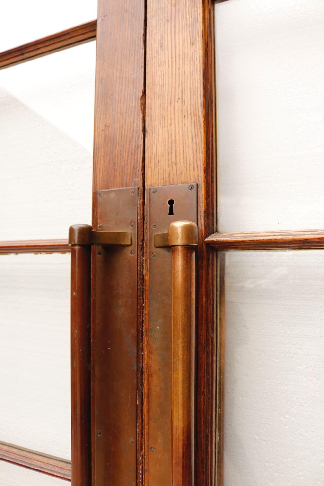 Wood Pair of Oak Art Deco Interior Glazed Doors For Sale