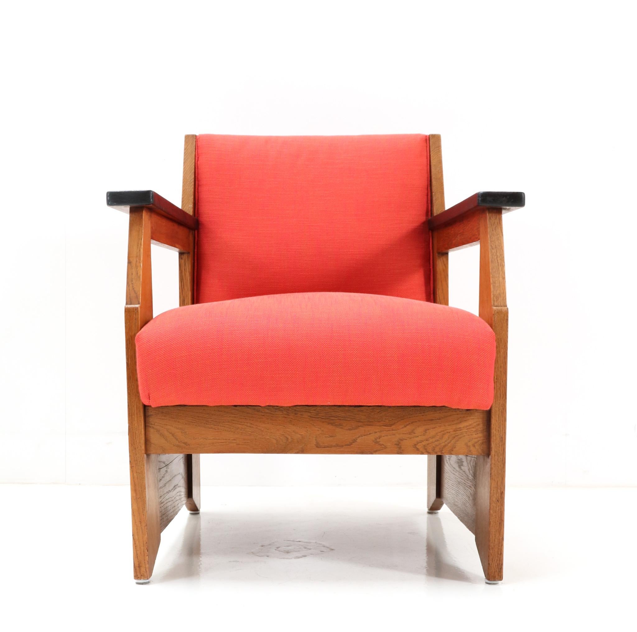 Pair of Oak Art Deco Modernist Easy Chairs by Hendrik Wouda for Pander, 1924 For Sale 4