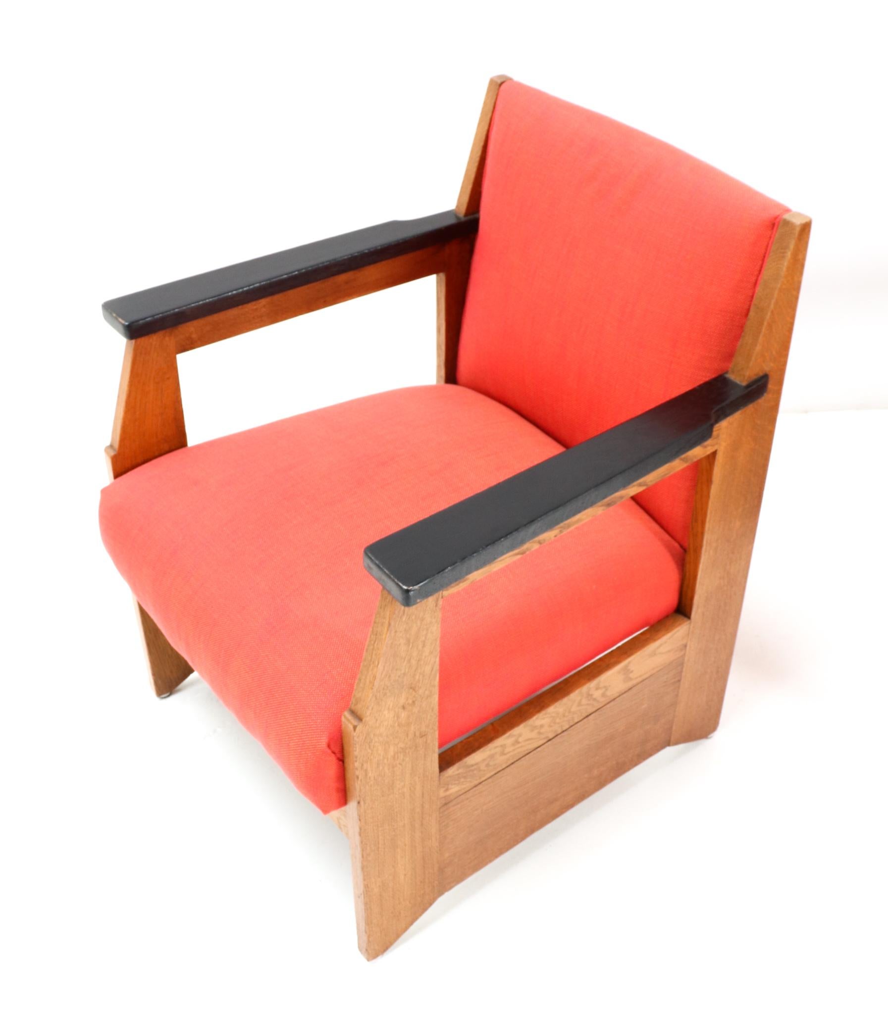 Pair of Oak Art Deco Modernist Easy Chairs by Hendrik Wouda for Pander, 1924 For Sale 5