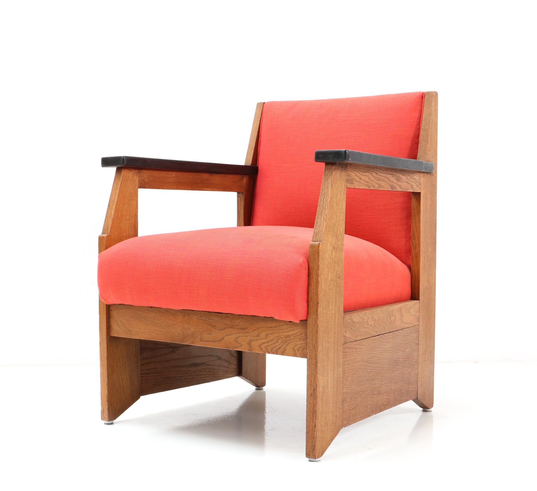 Pair of Oak Art Deco Modernist Easy Chairs by Hendrik Wouda for Pander, 1924 For Sale 2
