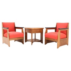 Pair of Oak Art Deco Modernist Easy Chairs by Hendrik Wouda for Pander, 1924