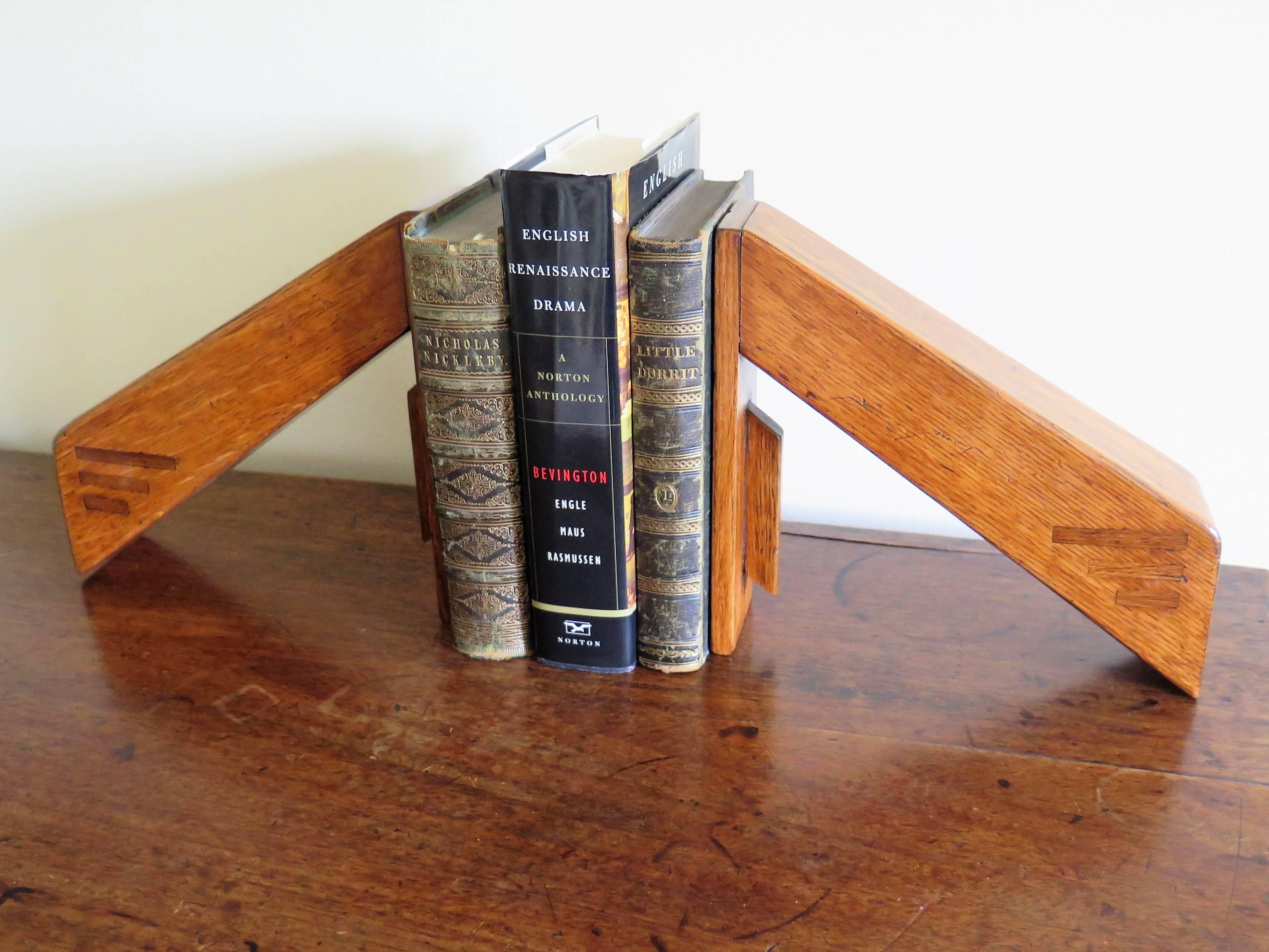 Arts and Crafts PAIR of Vases or Bookends Inlaid Oak, Circa 1890 For Sale 13