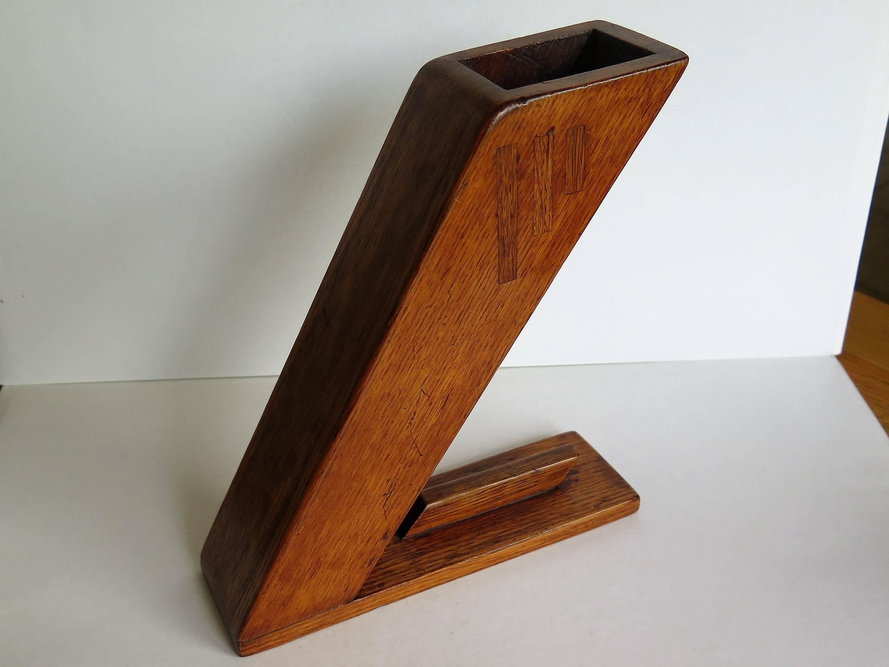 Hand-Crafted Arts and Crafts PAIR of Vases or Bookends Inlaid Oak, Circa 1890 For Sale