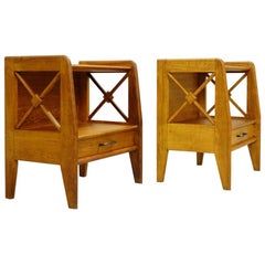 Pair Of Oak Bedside Tables, Atelier Saint Sabin 1951 Reconstruction