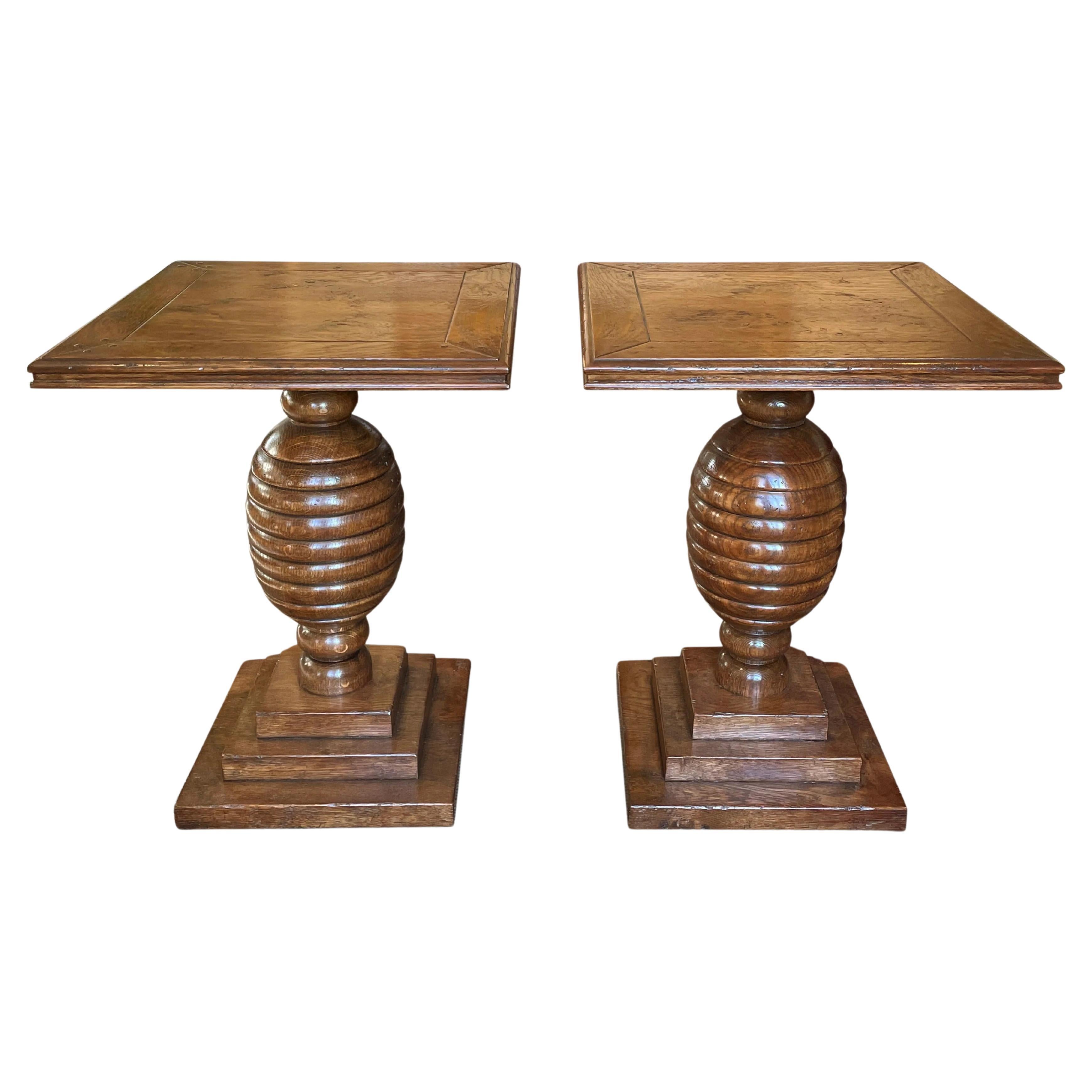Pair of Oak Bedside Tables 'Beehive Design' Bespoke. For Sale