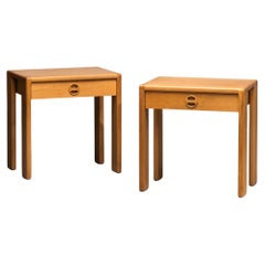 Pair of Oak Bedside Tables by Esko Pajamies for Asko, Finland, 1960s