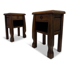 Pair of Oak Bedside Tables in the Style of Olavi Hänninen