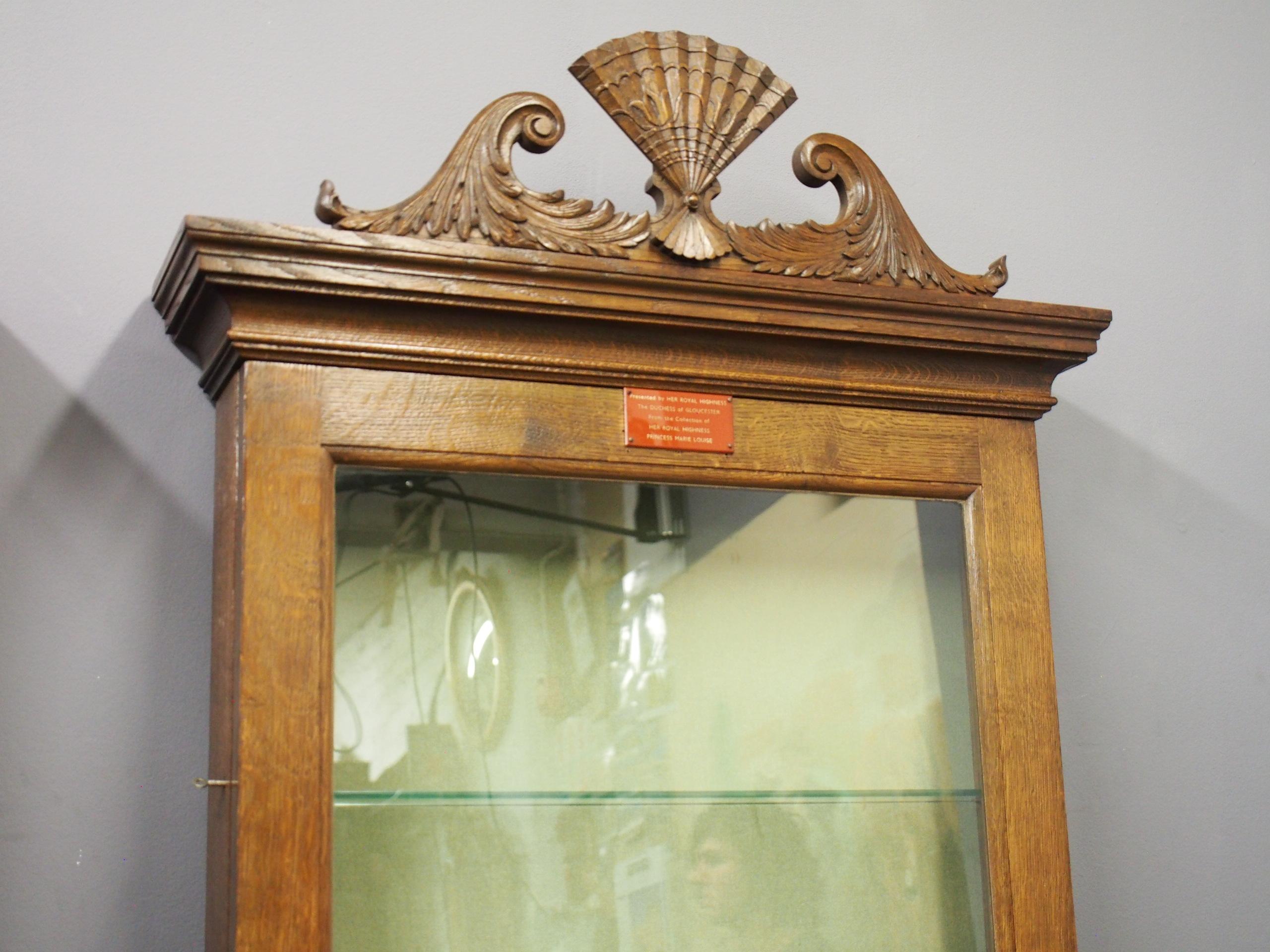 Pair of Oak Bespoke Made Fan Display Cabinets 1