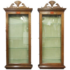 Pair of Oak Bespoke Made Fan Display Cabinets