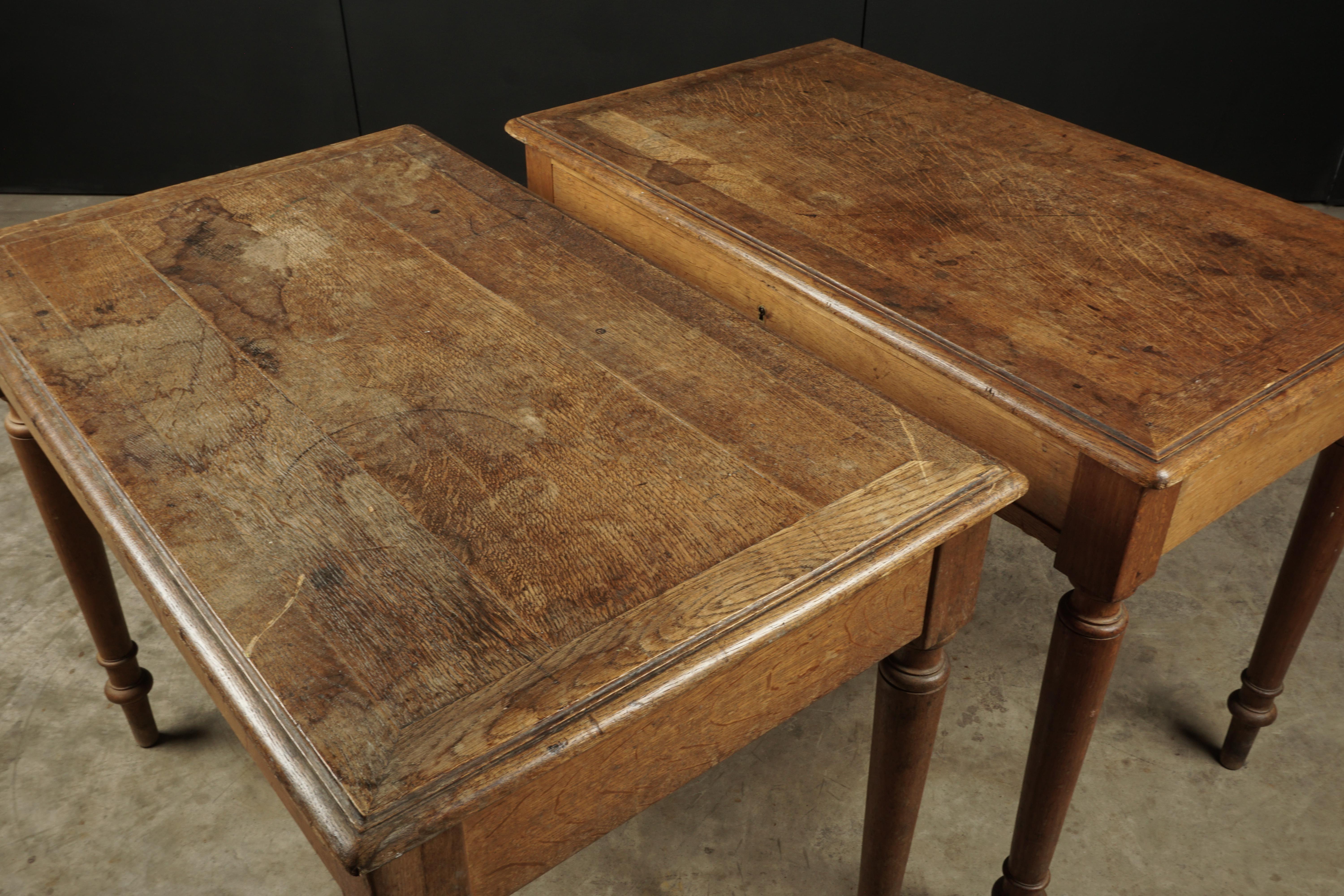 Pair of Oak Bistro Tables from France, circa 1950 1