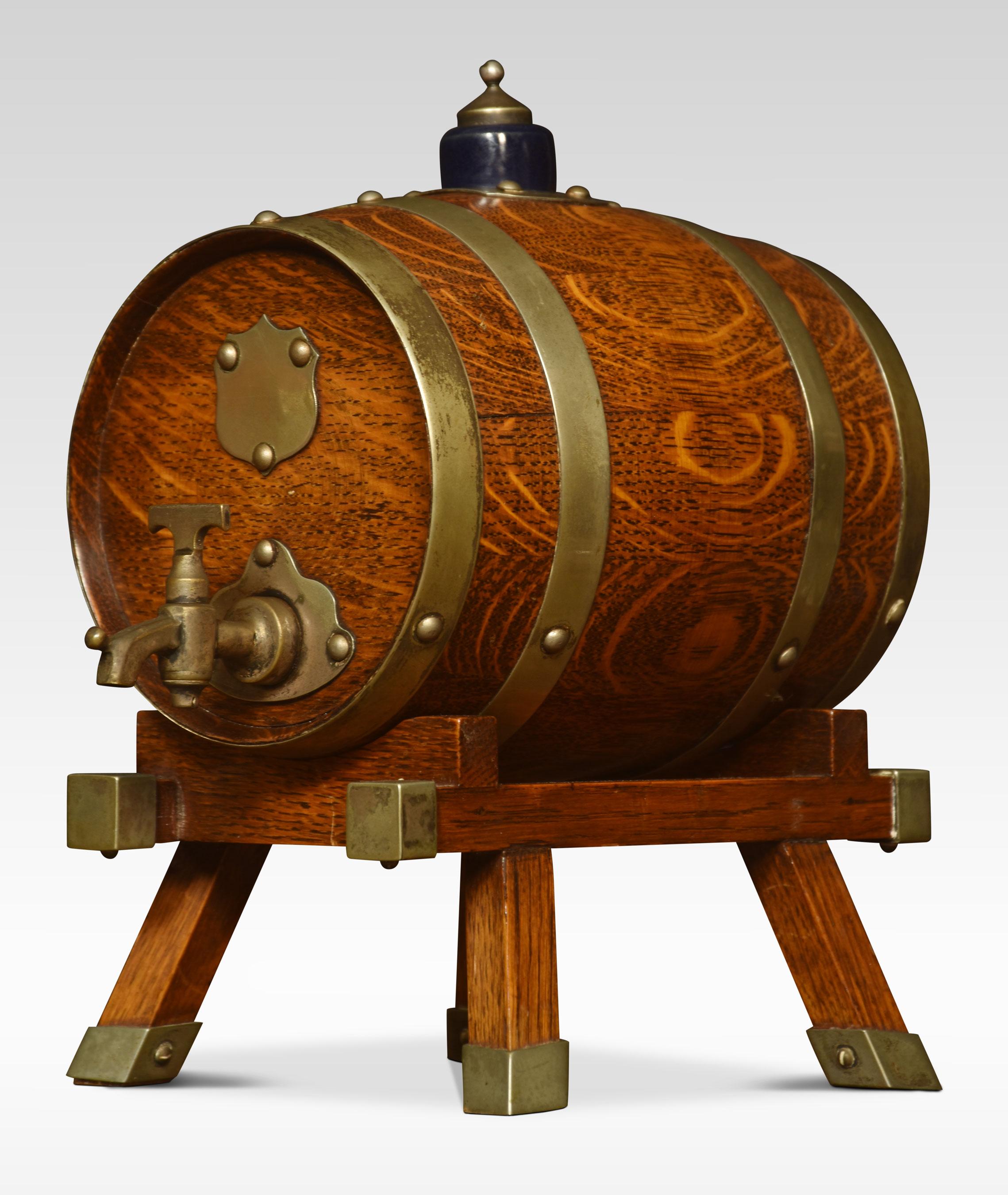 British Pair of Oak Brass Bound Spirit Barrels For Sale