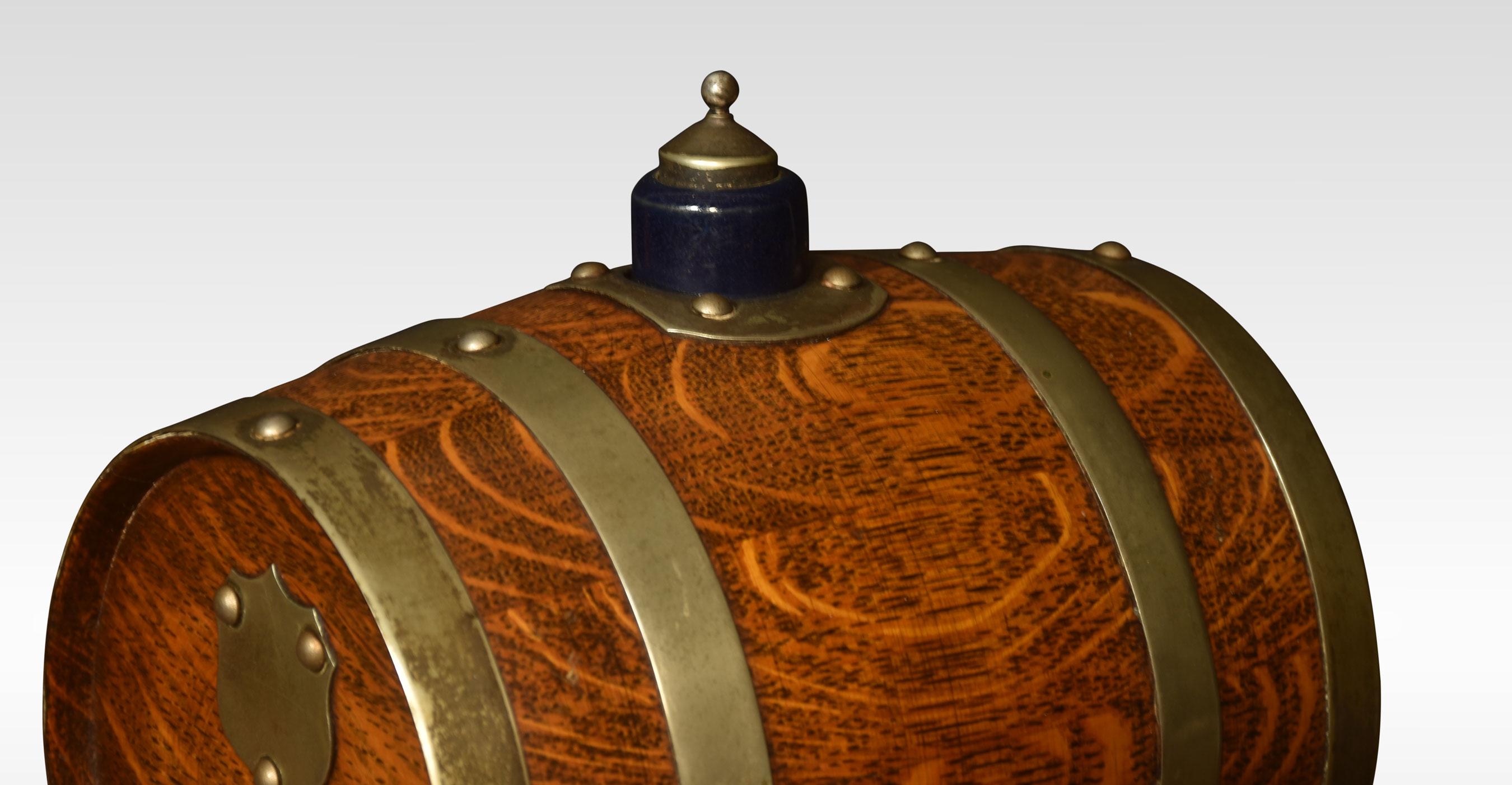 Pair of Oak Brass Bound Spirit Barrels For Sale 2