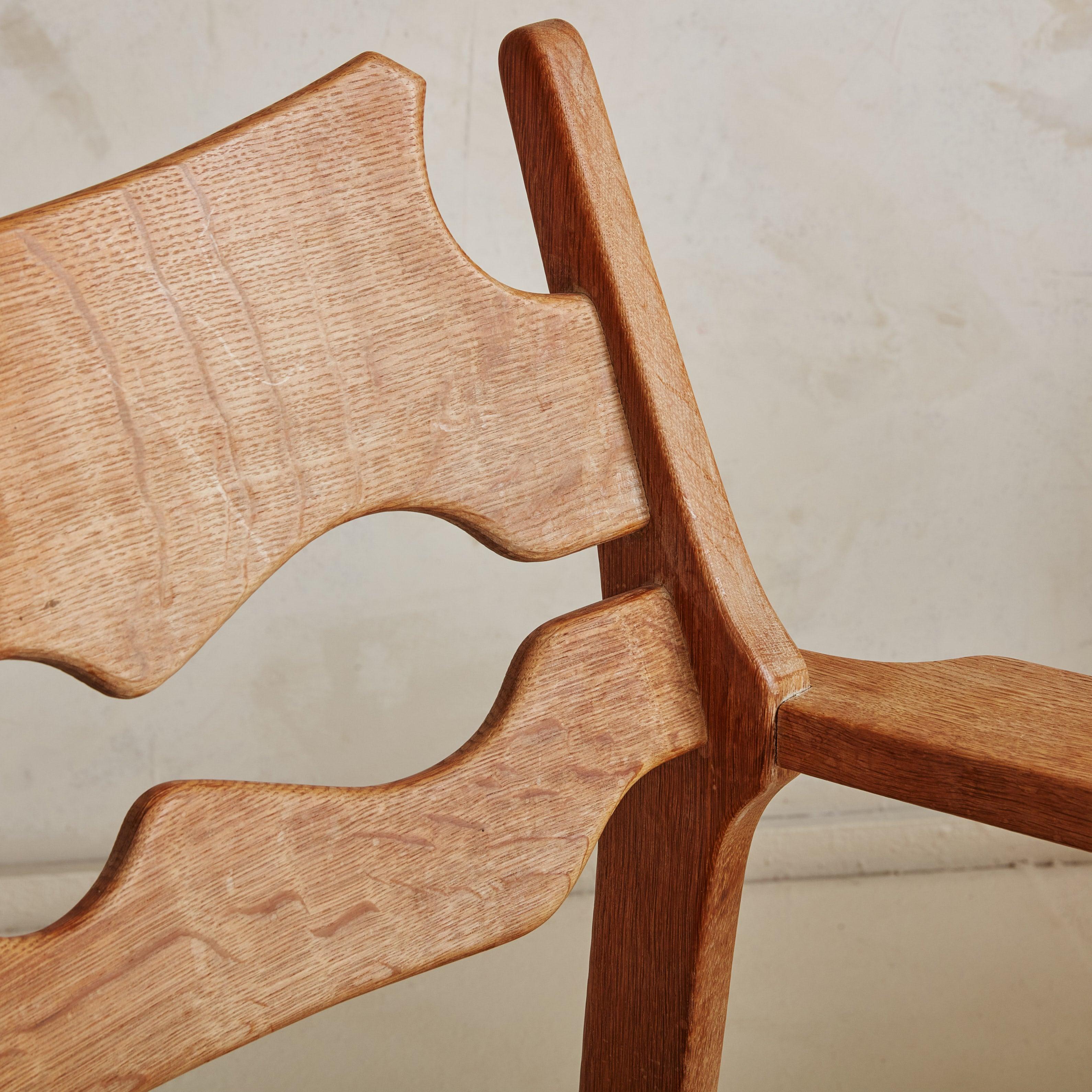 Pair of Oak + Camel Leather Razorblade Armchairs Attributed to Henning Kjaernulf For Sale 2