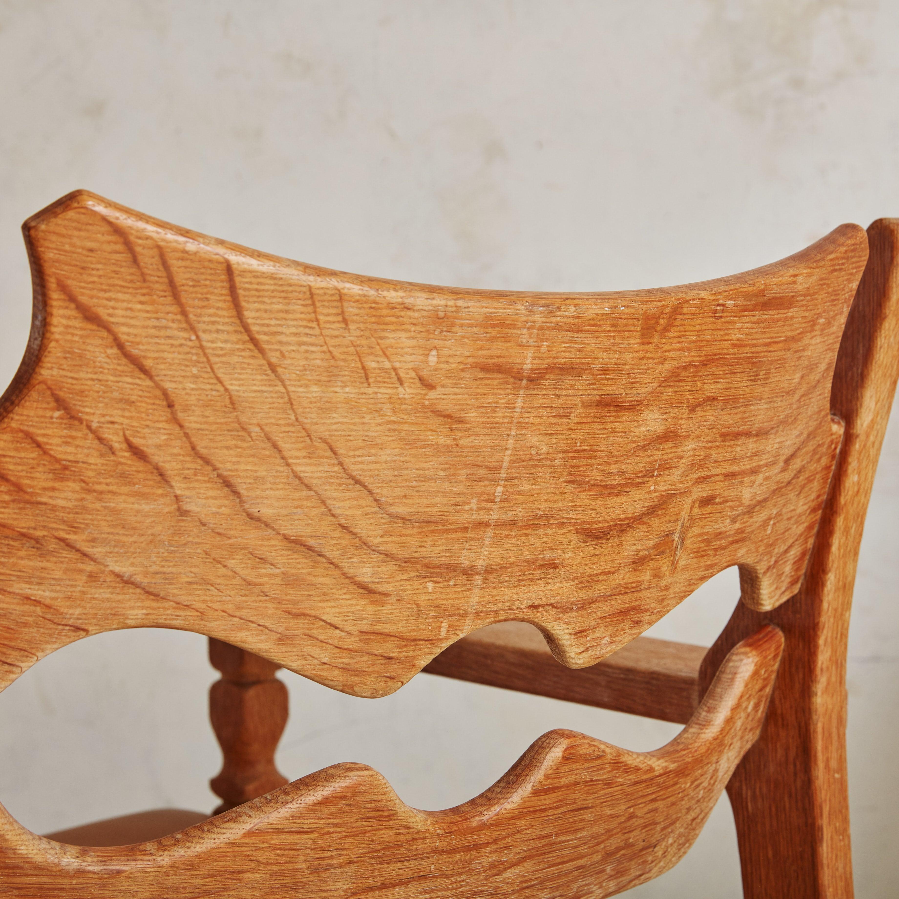 Pair of Oak + Camel Leather Razorblade Armchairs Attributed to Henning Kjaernulf For Sale 3