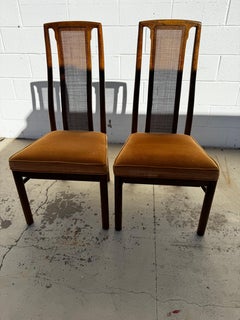 Pair of Oak Cane Back Side Chairs By Drexel