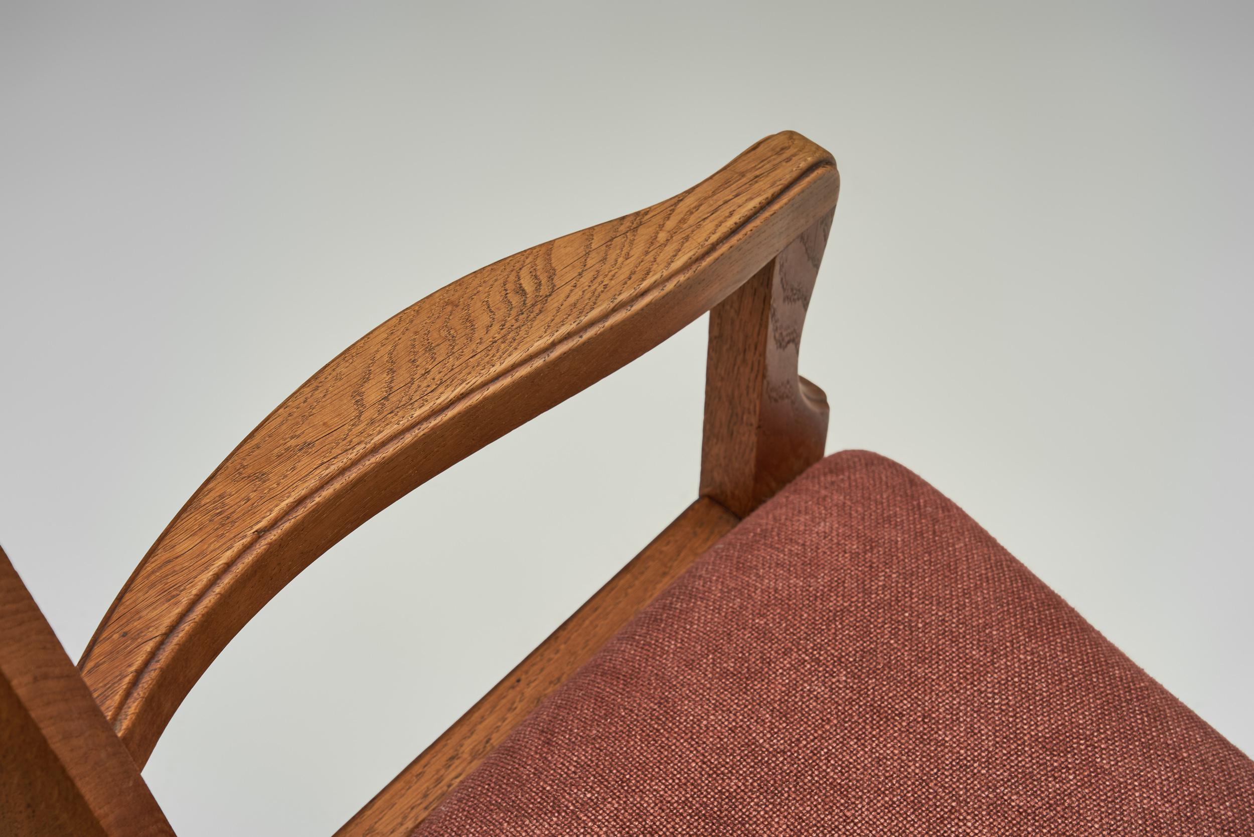 Pair of Oak Chairs by Guillerme et Chambron, France Mid-20th Century For Sale 4