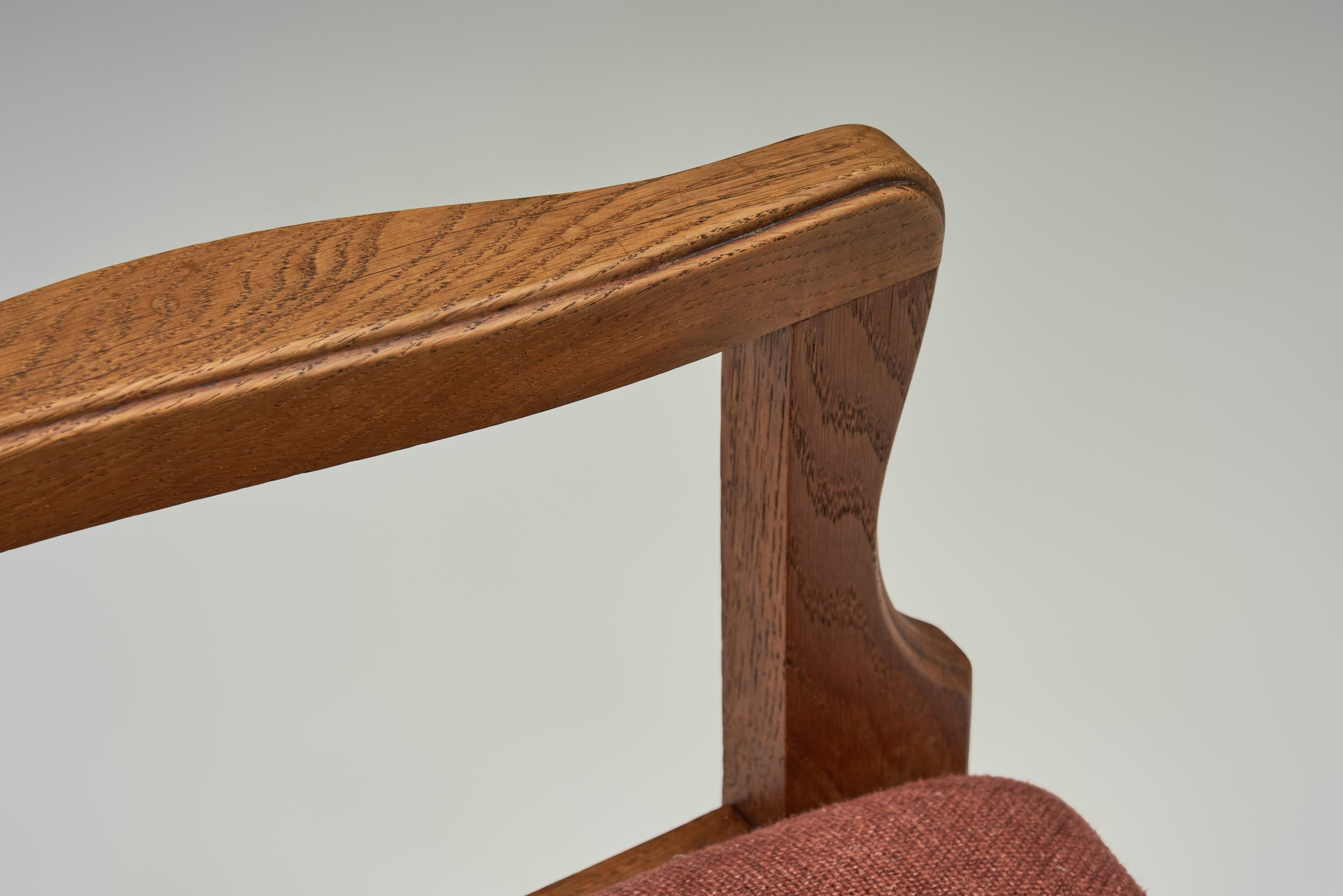 Pair of Oak Chairs by Guillerme et Chambron, France Mid-20th Century For Sale 5