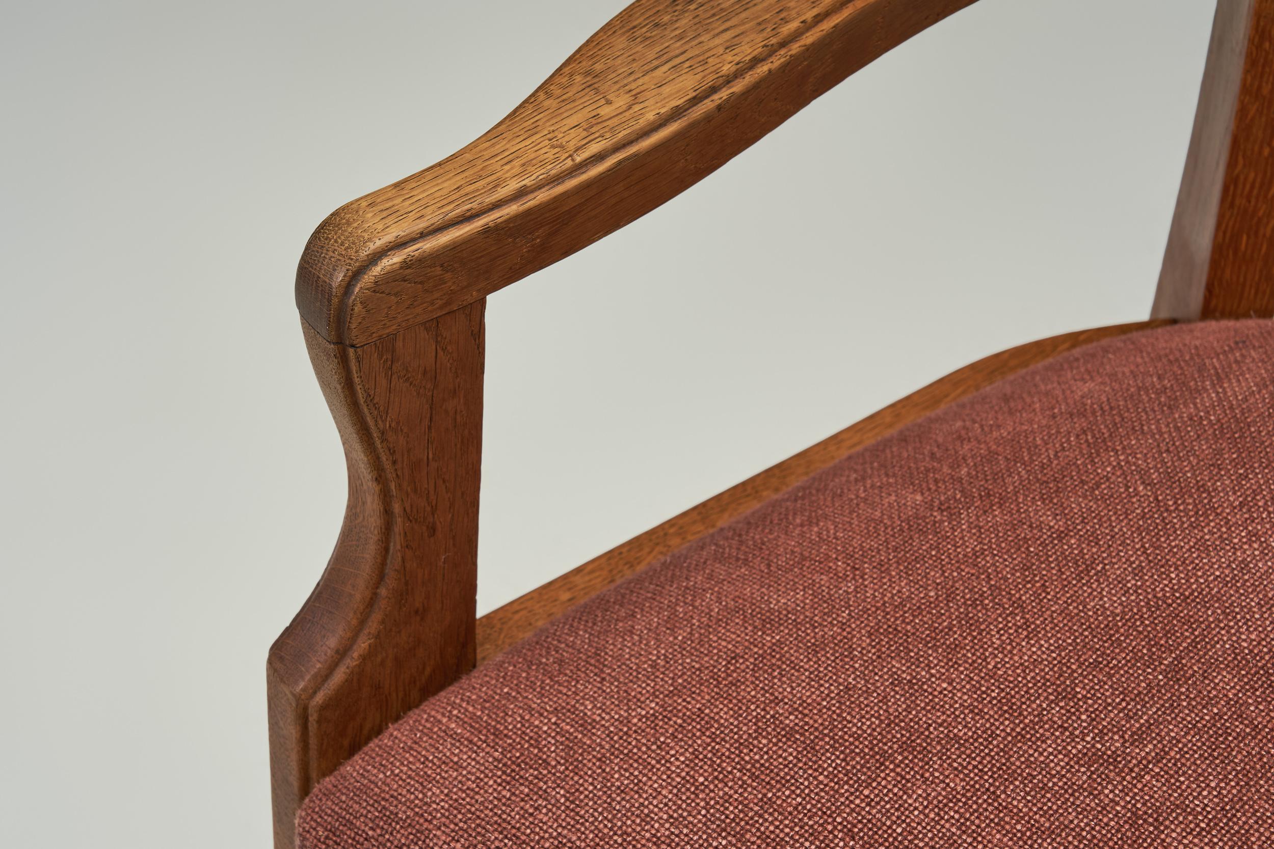 Pair of Oak Chairs by Guillerme et Chambron, France Mid-20th Century For Sale 7
