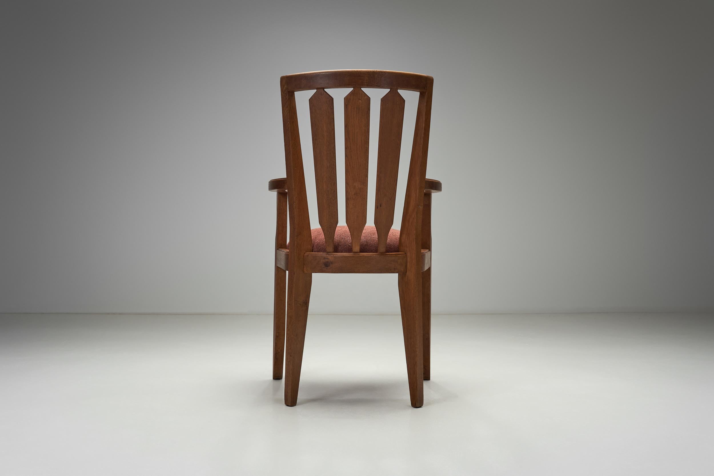Pair of Oak Chairs by Guillerme et Chambron, France Mid-20th Century For Sale 8
