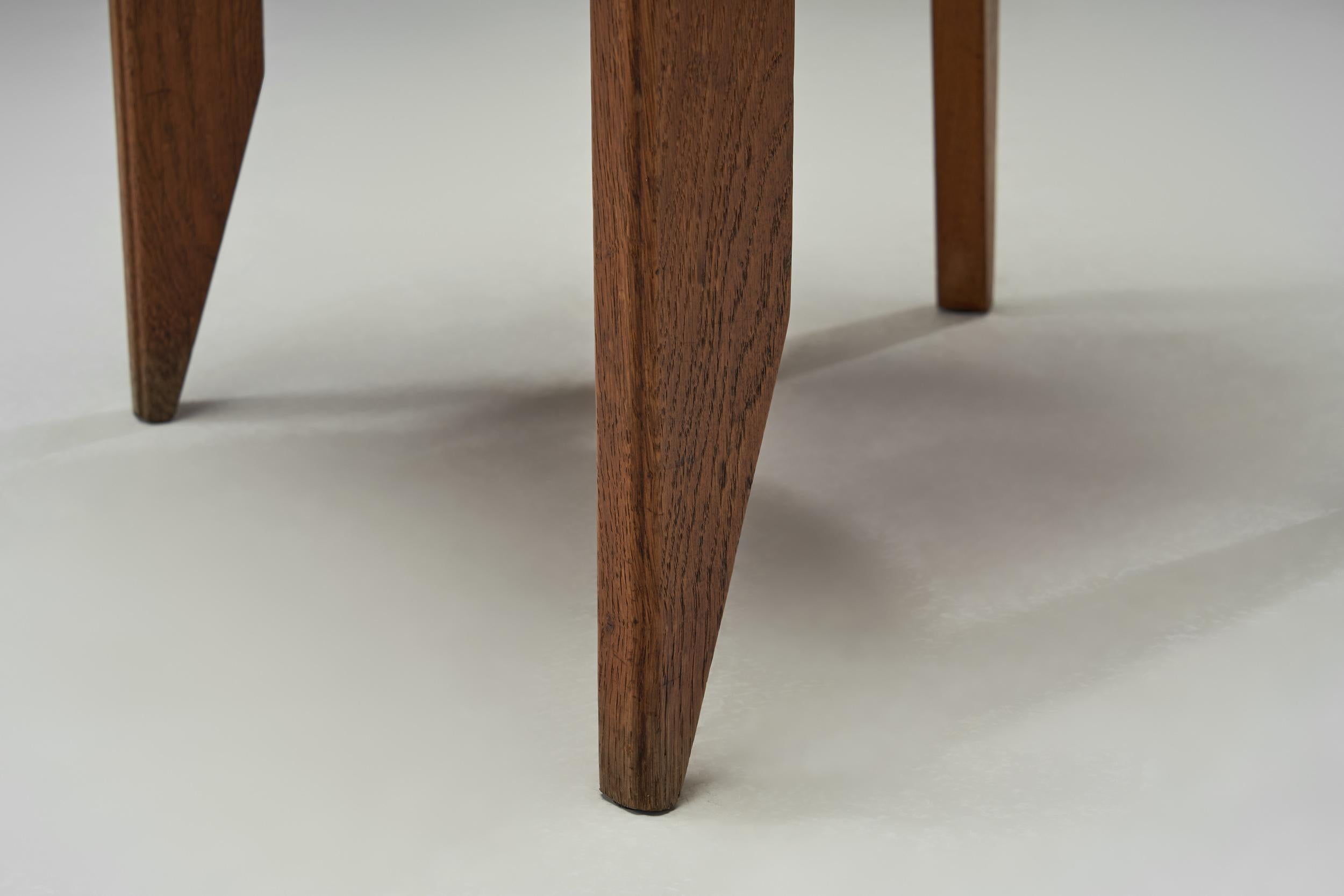 Pair of Oak Chairs by Guillerme et Chambron, France Mid-20th Century For Sale 10