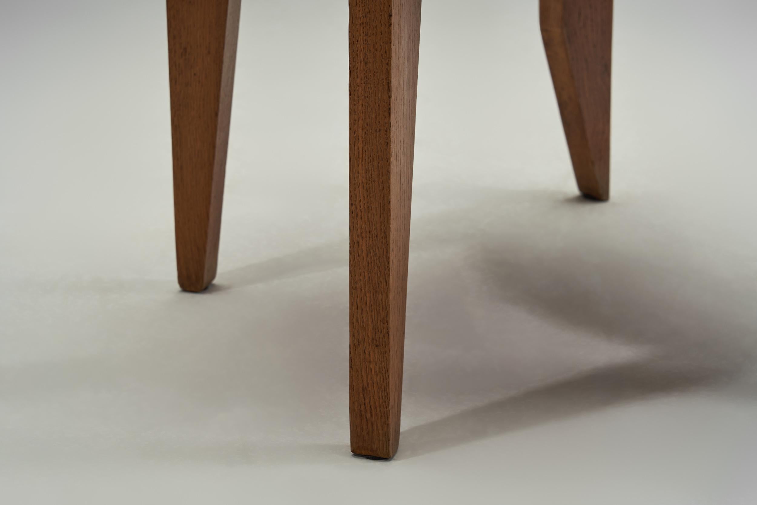 Pair of Oak Chairs by Guillerme et Chambron, France Mid-20th Century For Sale 11