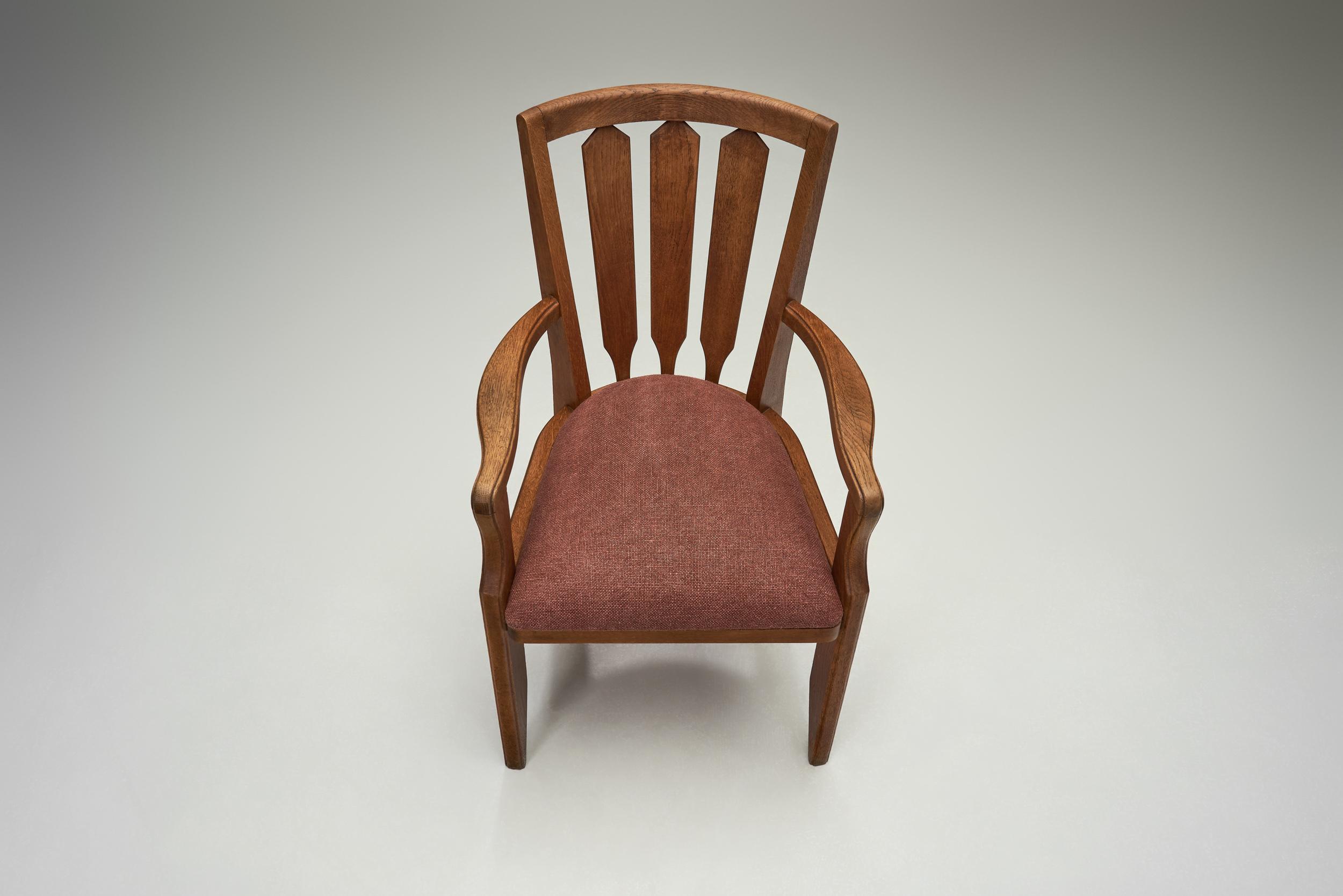 Pair of Oak Chairs by Guillerme et Chambron, France Mid-20th Century For Sale 1