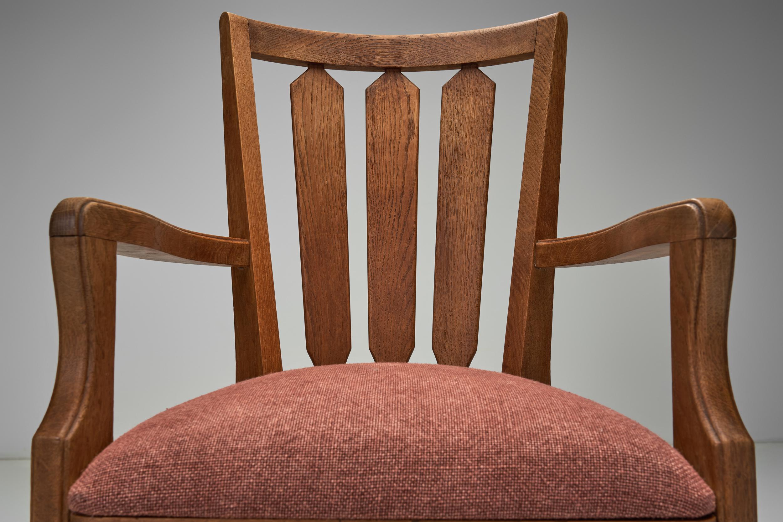 Pair of Oak Chairs by Guillerme et Chambron, France Mid-20th Century For Sale 2