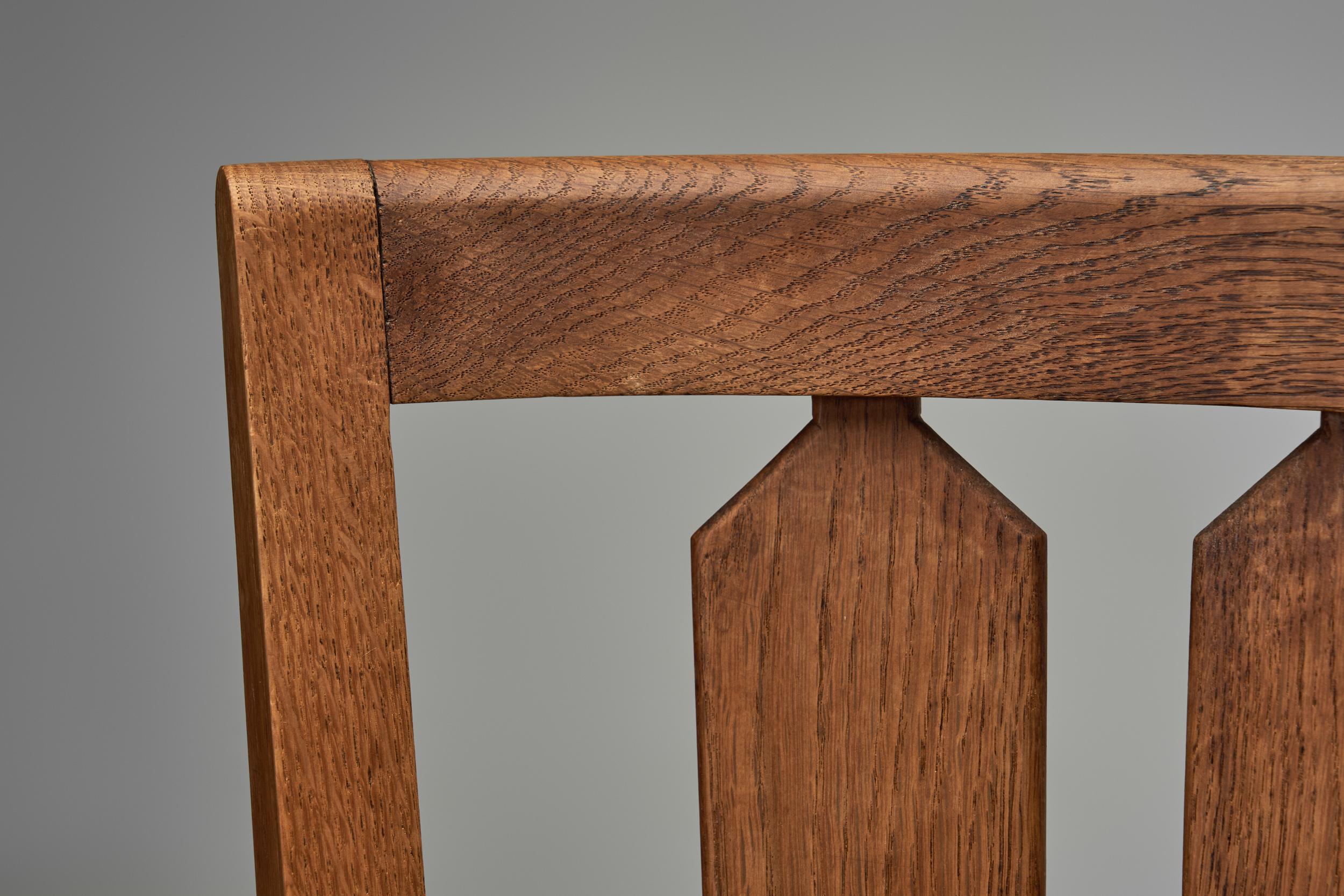 Pair of Oak Chairs by Guillerme et Chambron, France Mid-20th Century For Sale 3