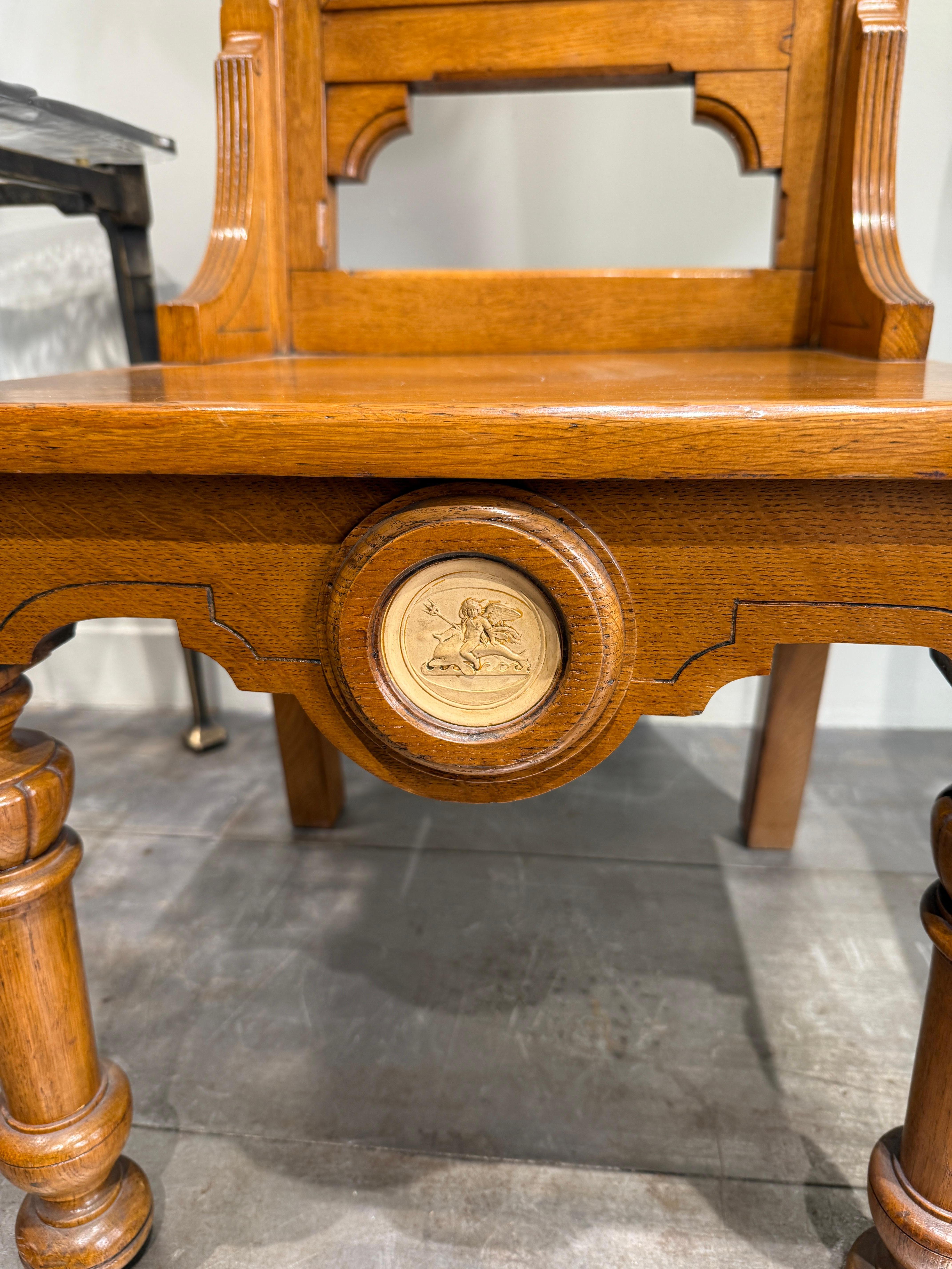 Mid-Century Modern Pair of oak chairs Carlo Spicciani Italy circa 1920 For Sale