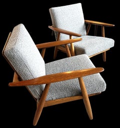 Retro Pair of Oak Cigar Chairs Model Ge240 by Hans J. Wegner for GETAMA